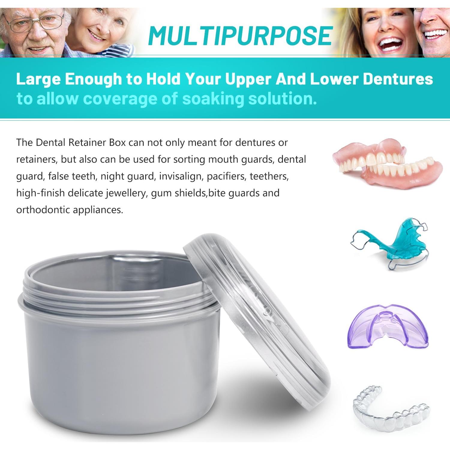 Caja de Dentaduras Mckkor a Prueba de Fugas con Cepillo - Gris