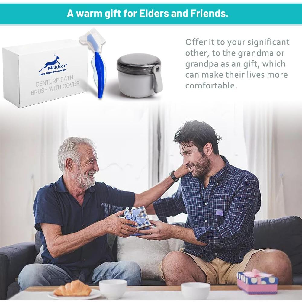 Caja de Dentaduras Mckkor a Prueba de Fugas con Cepillo - Gris