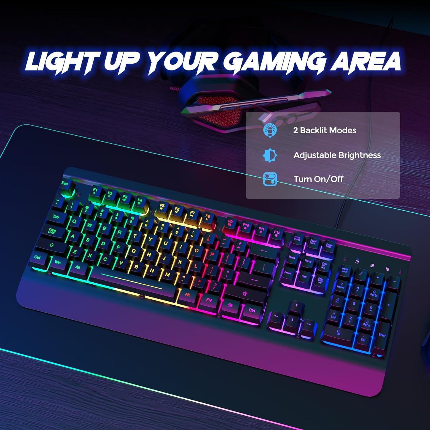 Teclado Gaming RisoPhy 104 Teclas Retroiluminado LED