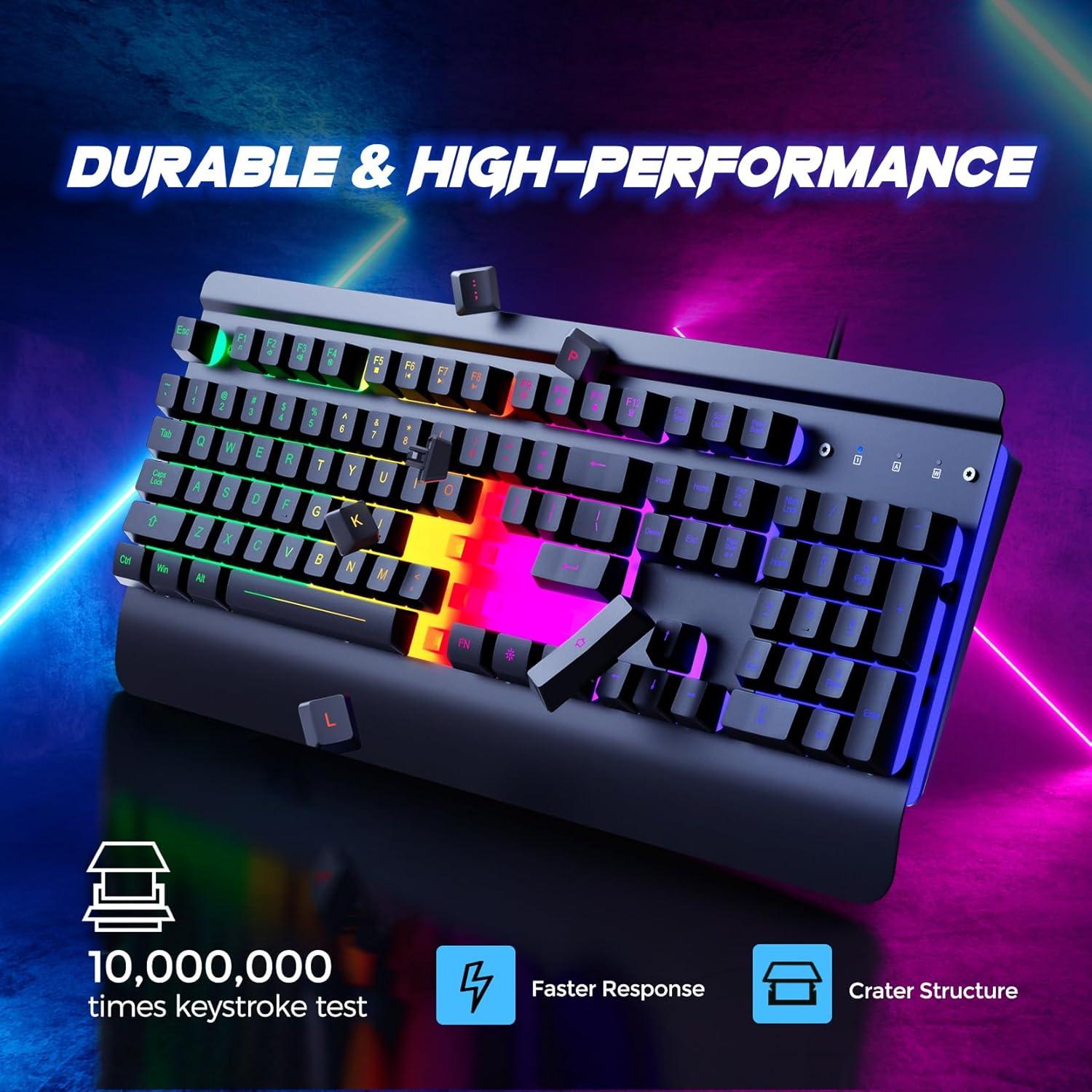 Teclado Gaming RisoPhy 104 Teclas Retroiluminado LED