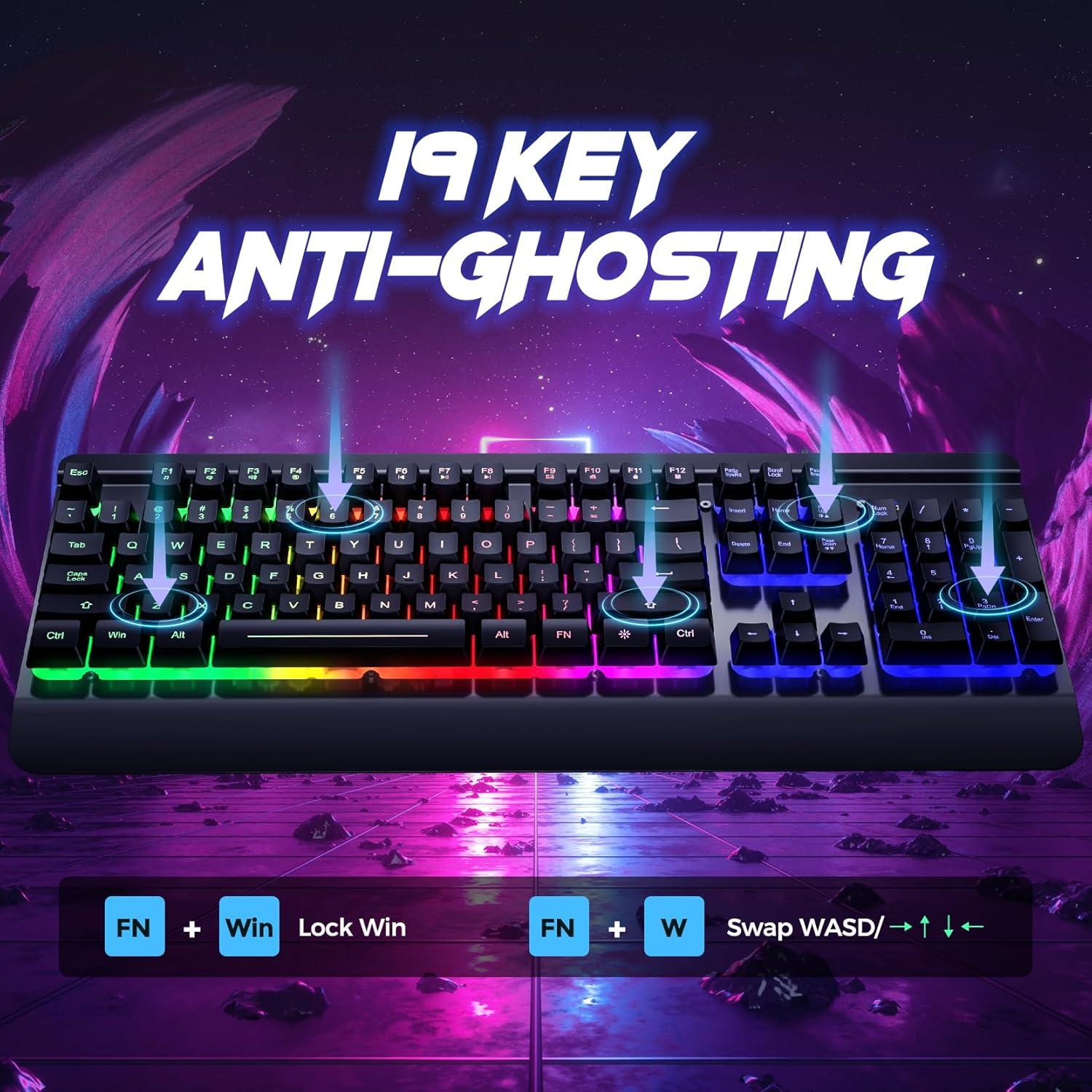 Teclado Gaming RisoPhy 104 Teclas Retroiluminado LED