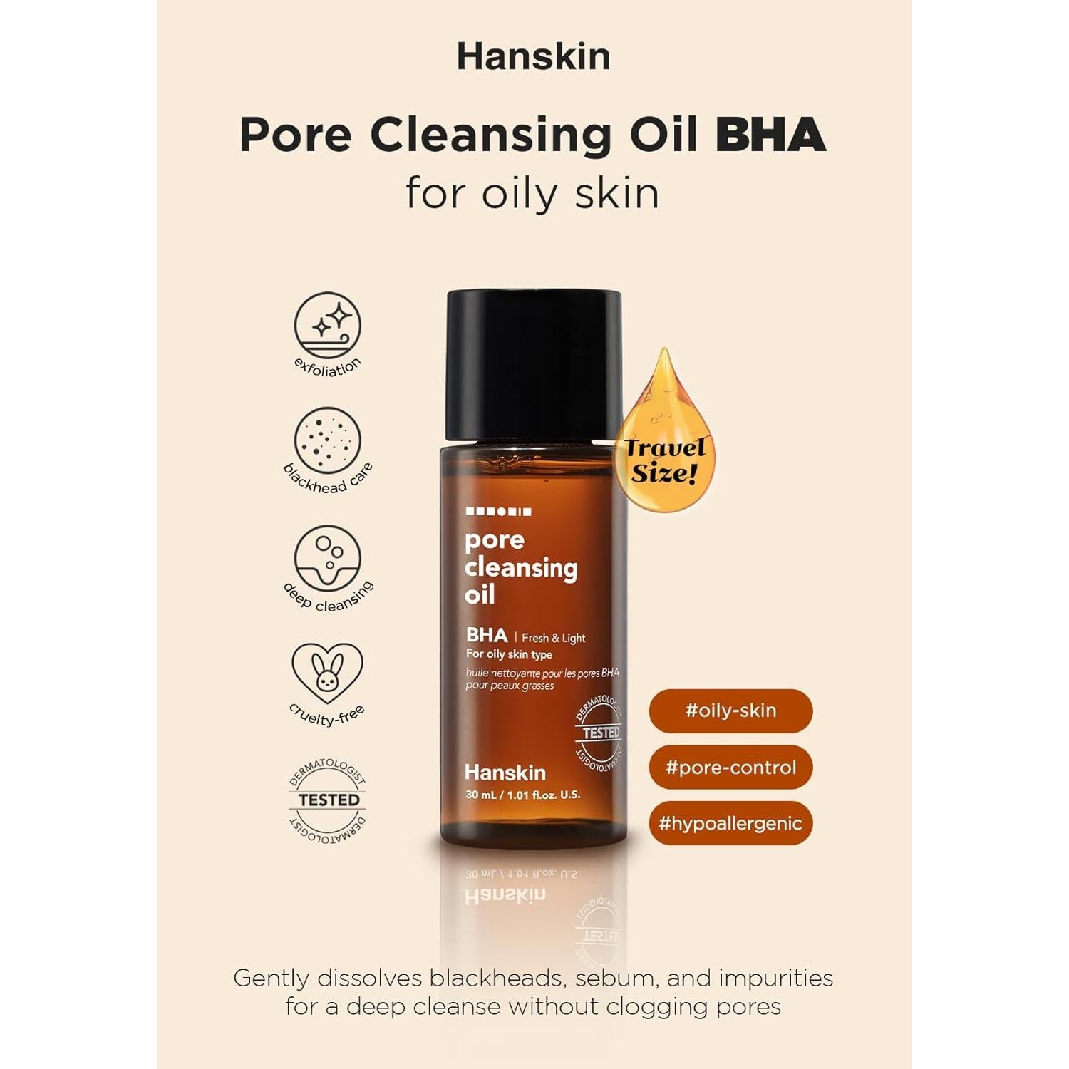 Hanskin Aceite Limpiador de Poros BHA 90 ml - Set de 3