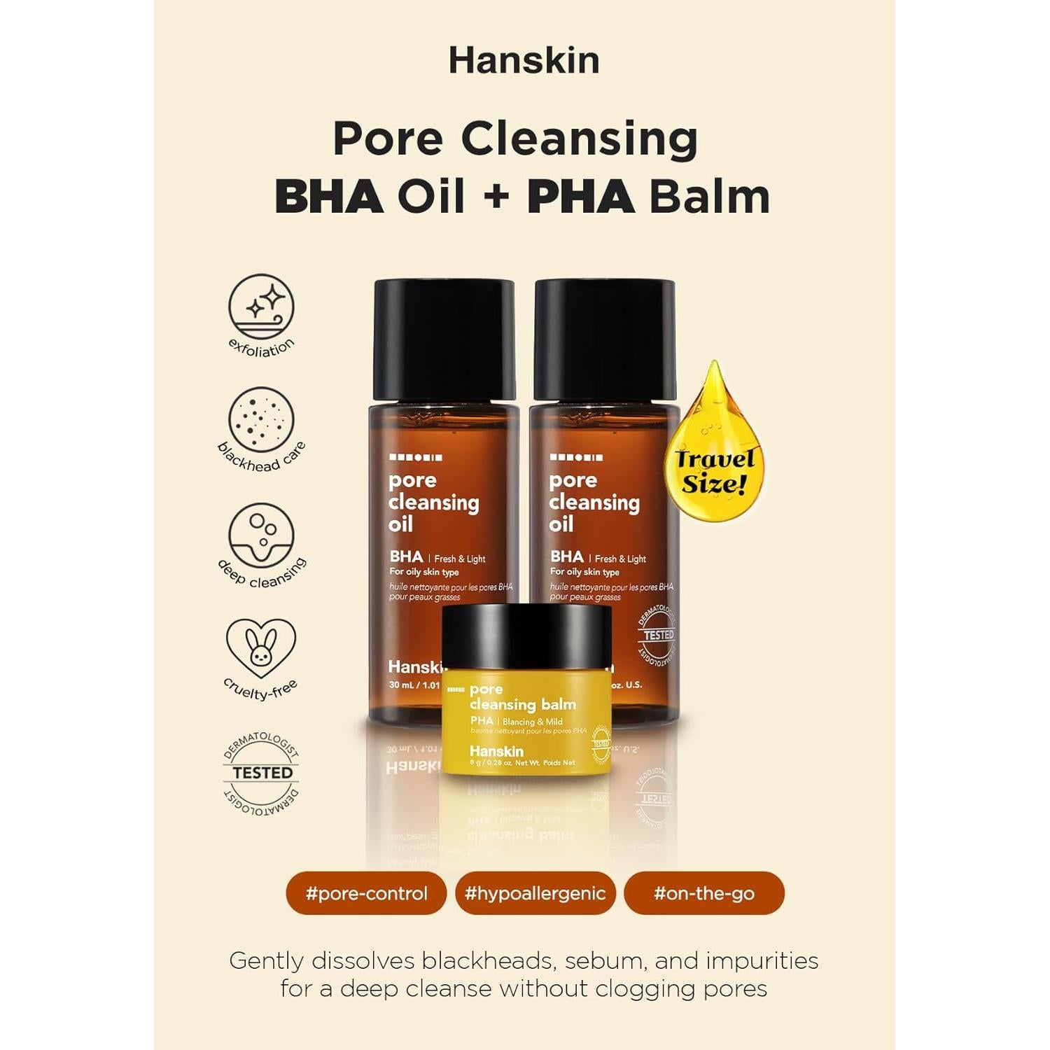 Hanskin Set Mini Limpiadores BHA y PHA 30ml + 8g Viaje