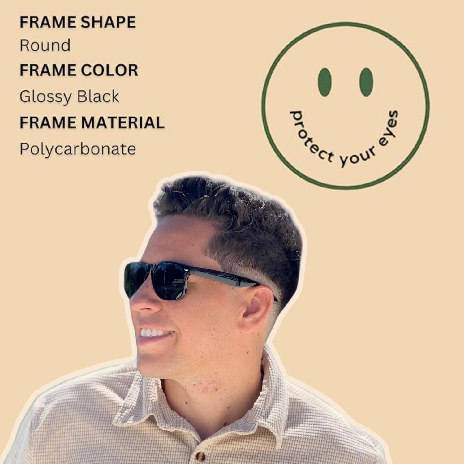 Gafas de sol redondas ShadyVEU oscuras UV 100% para ojos sensibles