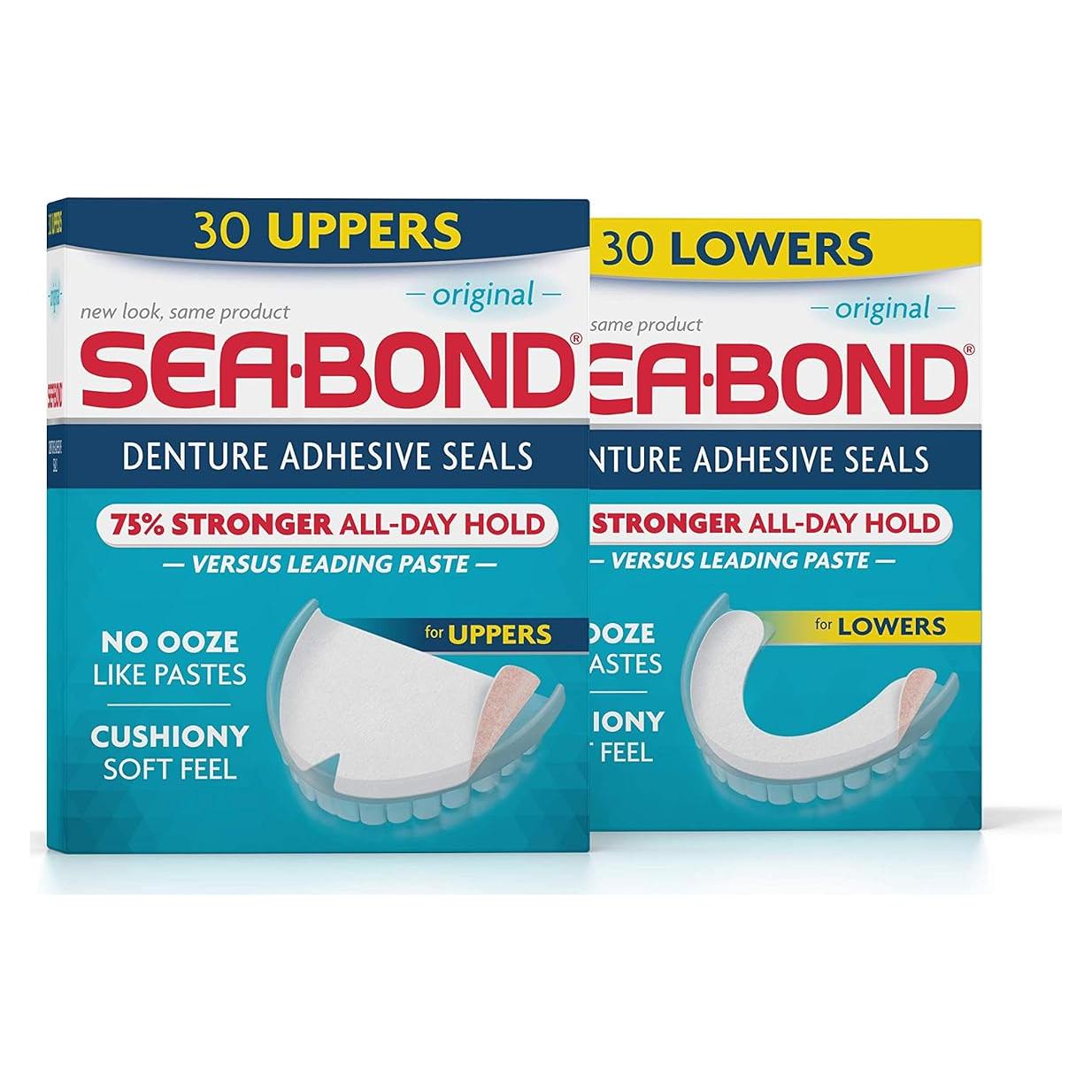 Sellos Adhesivos para Dentaduras Sea Bond Secure Multipack - 60 Unidades