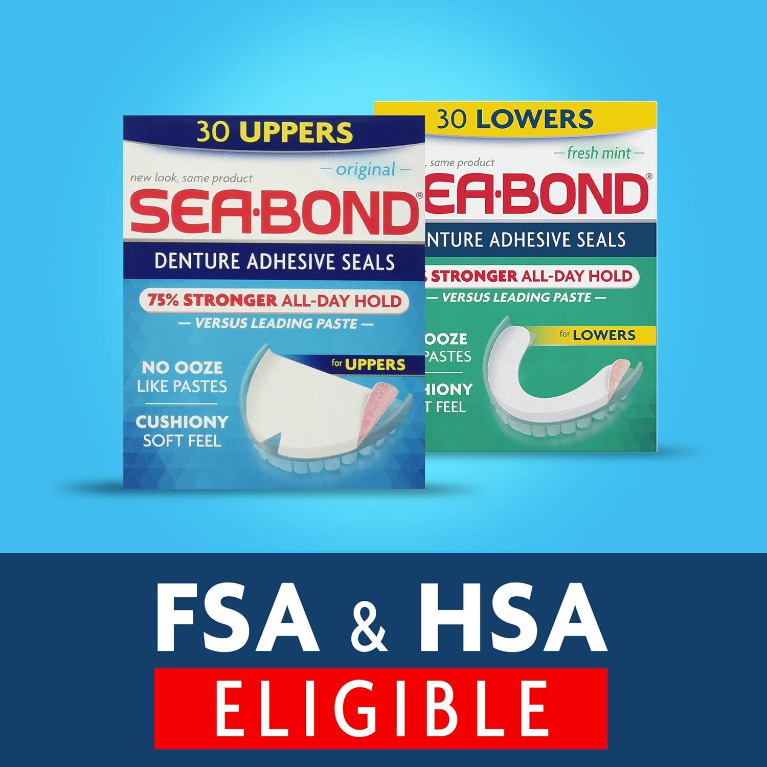 Sellos Adhesivos para Dentaduras Sea Bond Secure Multipack - 60 Unidades