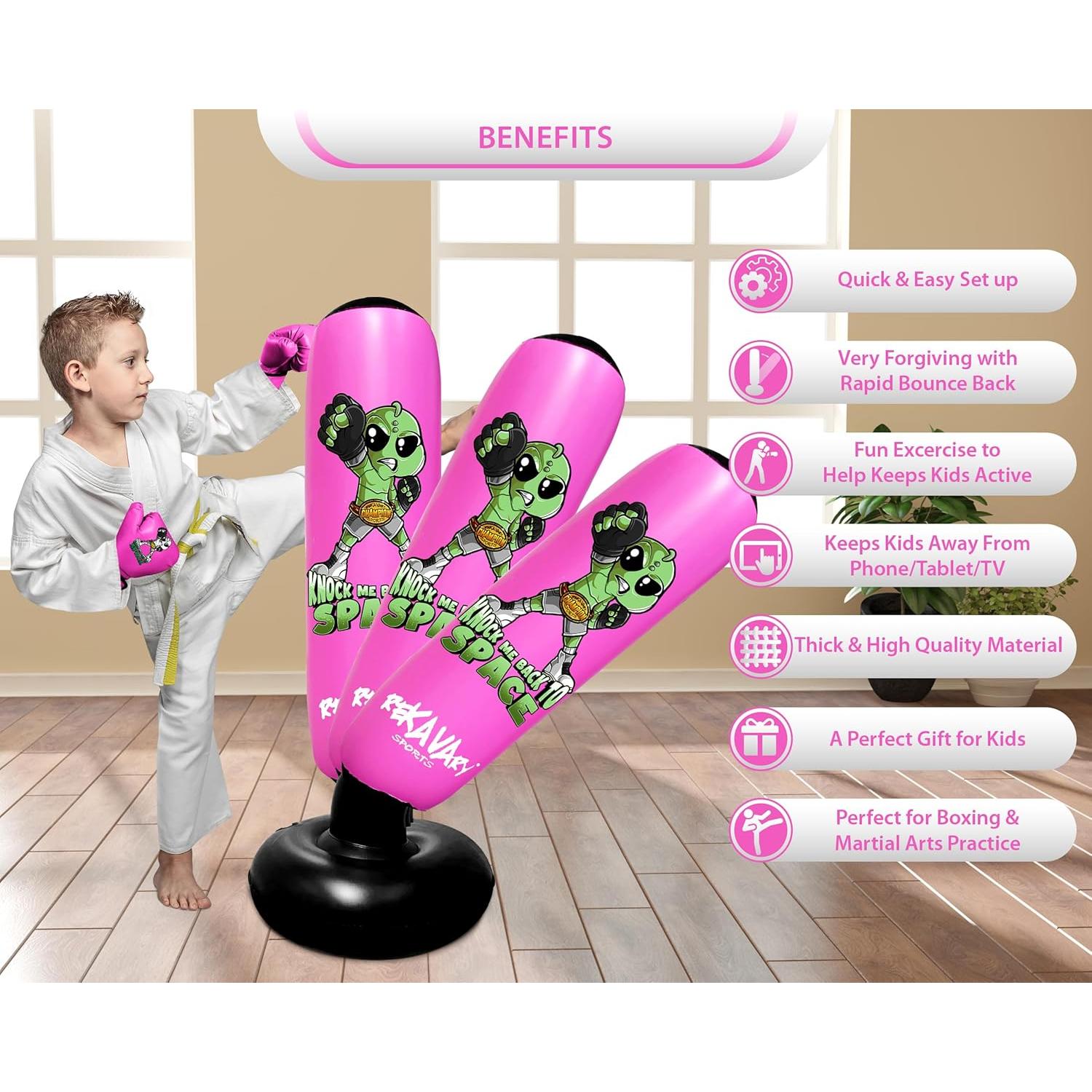 Saco de Boxeo Inflable Rekavary 1.60 m con Guantes y Bomba