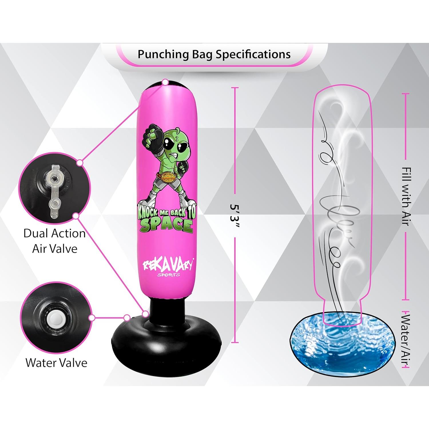 Saco de Boxeo Inflable Rekavary 1.60 m con Guantes y Bomba