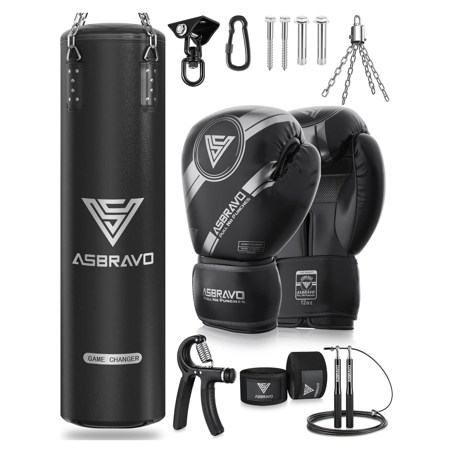 Saco de Boxeo ASBRAVO 4 pies PU + Guantes 12 oz + Accesorios