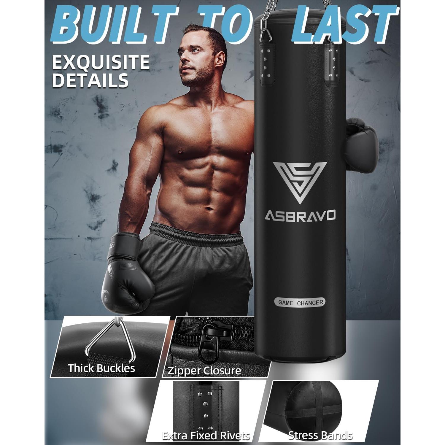 Saco de Boxeo ASBRAVO 4 pies PU + Guantes 12 oz + Accesorios