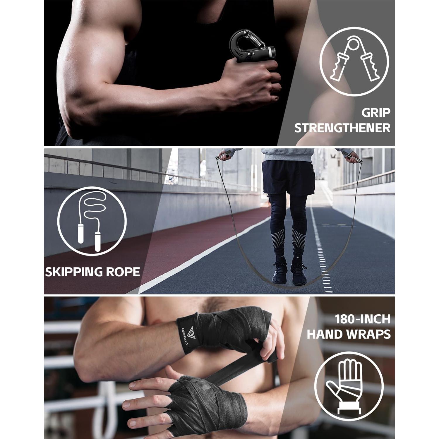 Saco de Boxeo ASBRAVO 4 pies PU + Guantes 12 oz + Accesorios