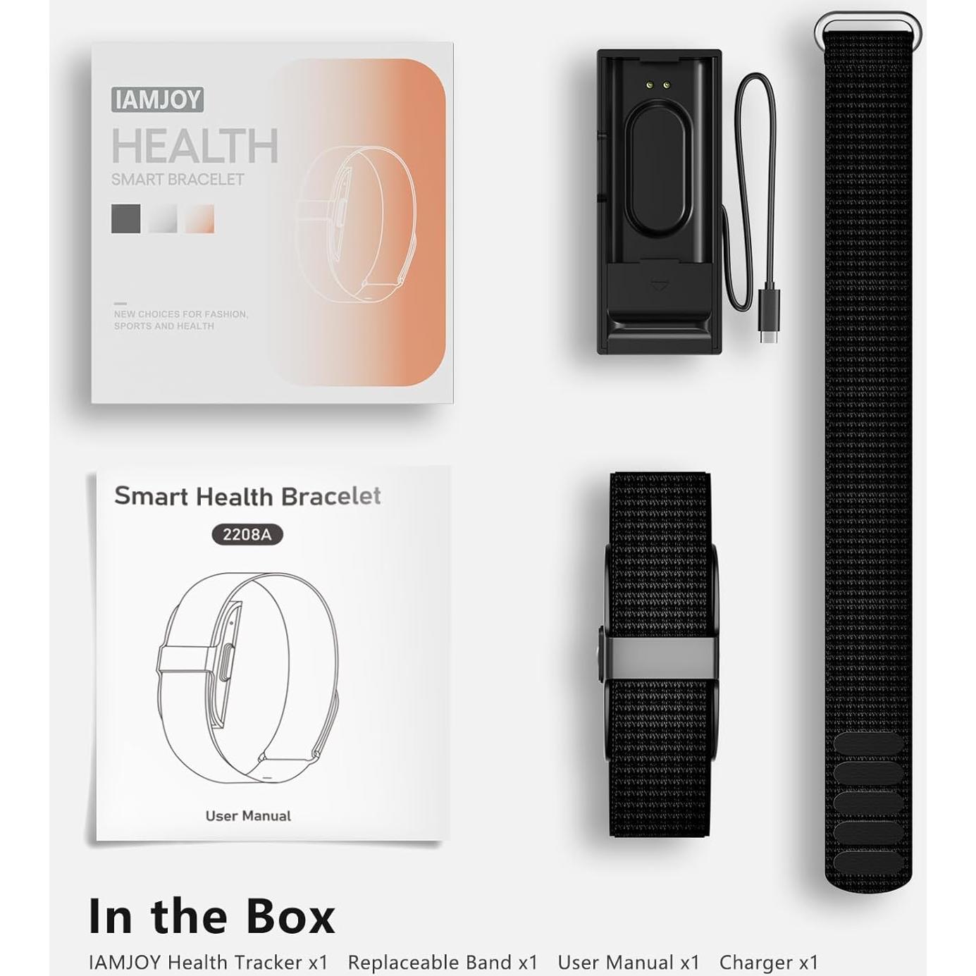 Pulsera de Salud Inteligente IAMJOY Negro, Monitoreo 24/7