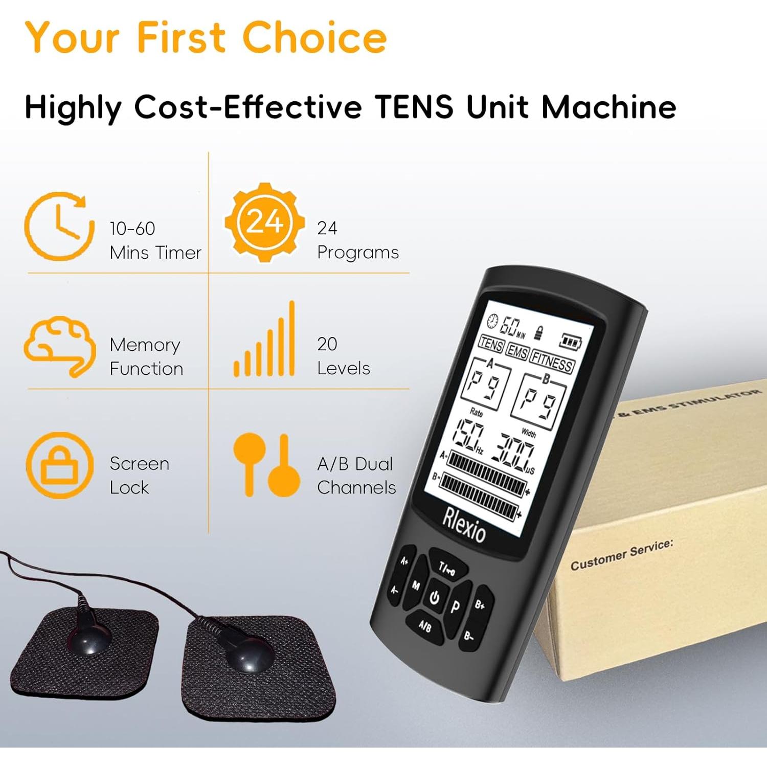 Estimulador Muscular TENS RLEXIO DS-TENS01 Negro 24 Modos