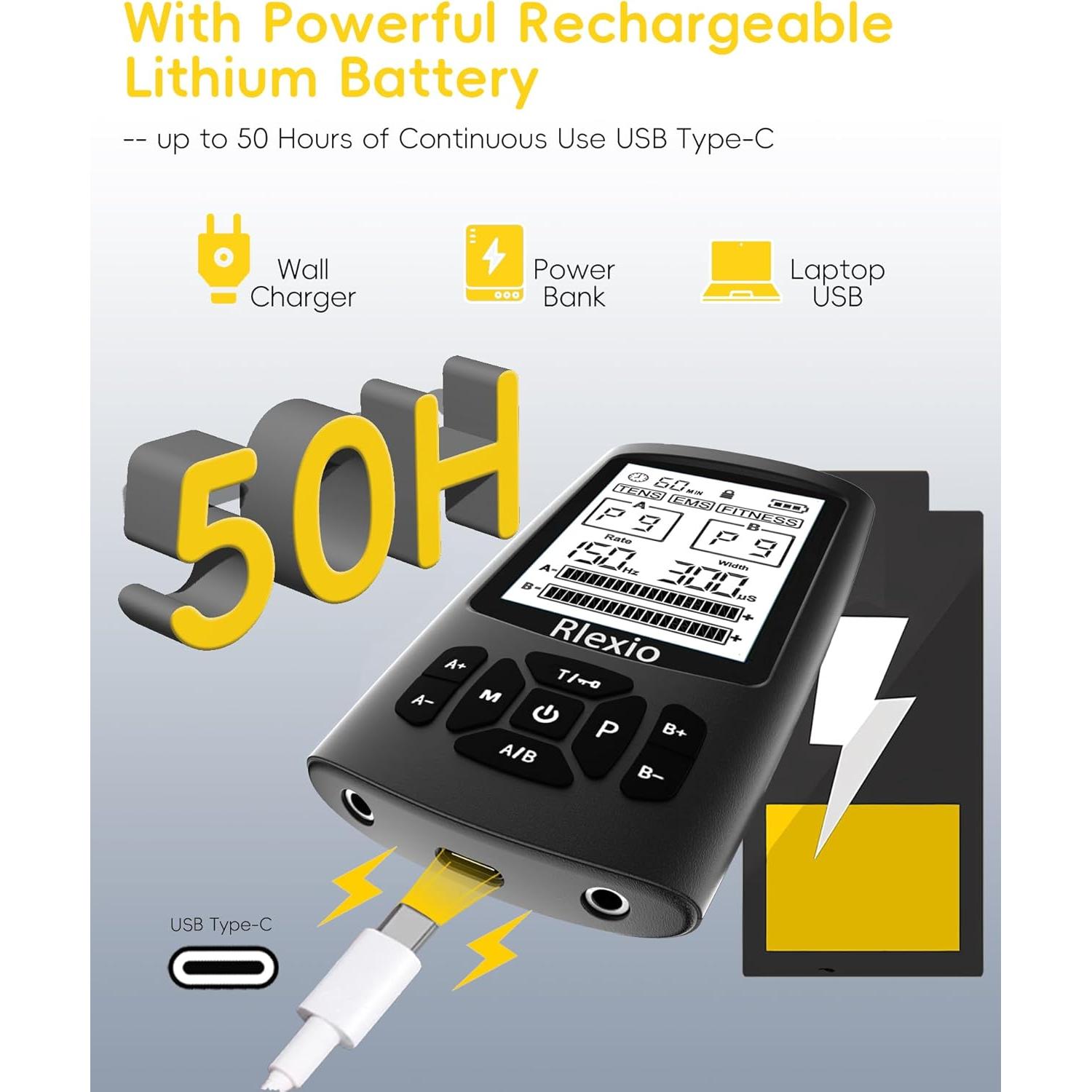 Estimulador Muscular TENS RLEXIO DS-TENS01 Negro 24 Modos