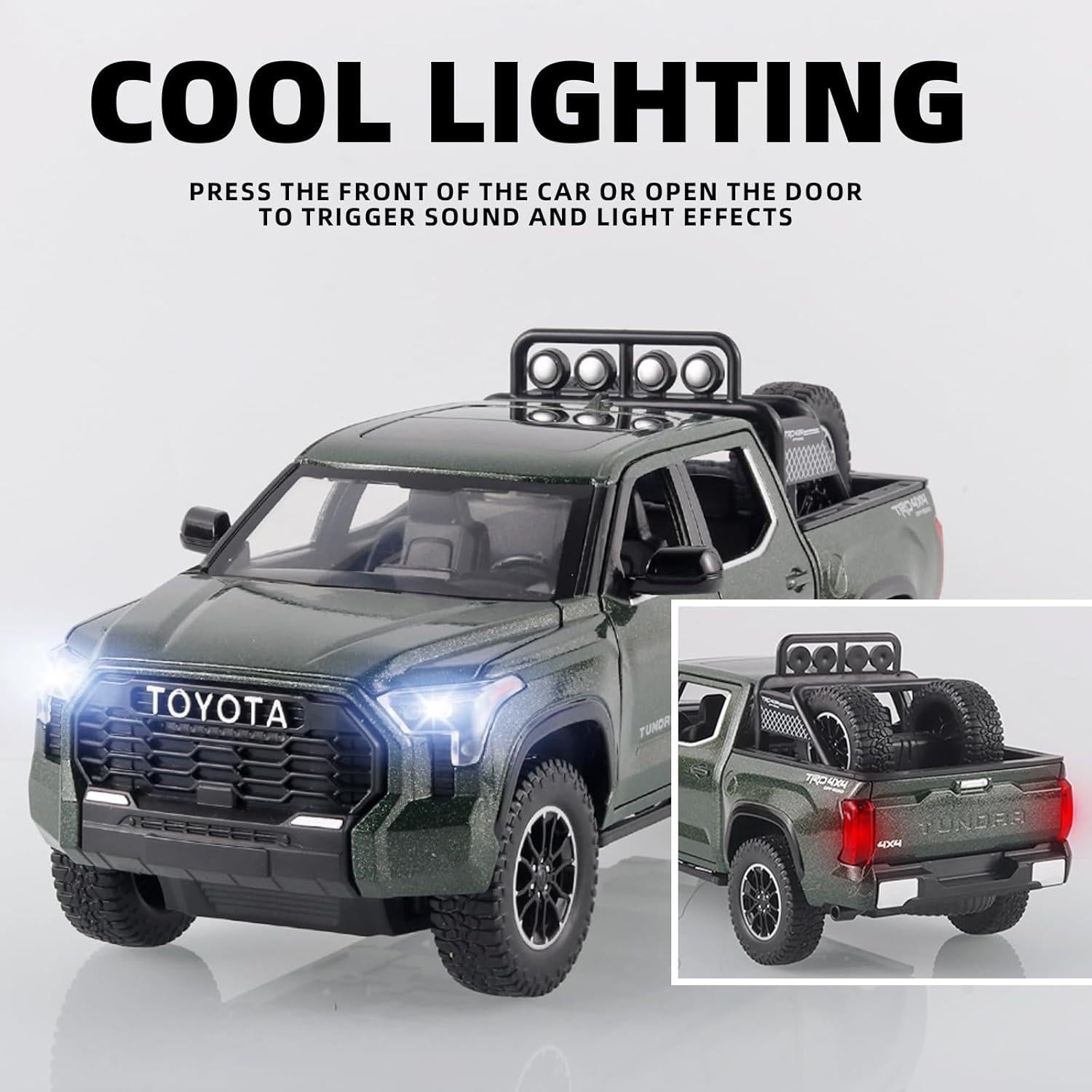 Camión de Juguete Tundra Verde 1/24 con Luz y Sonido