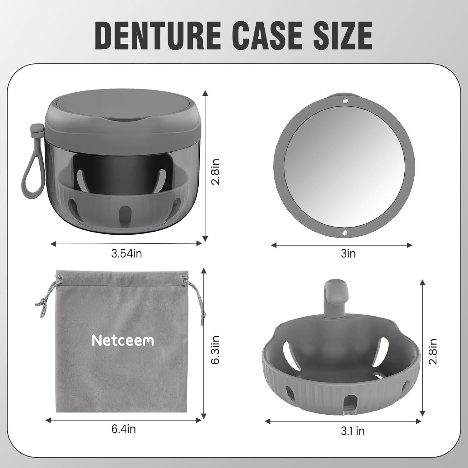 Caja de Baño para Dentaduras NETCEEM, Estuche Portátil 9.4cm