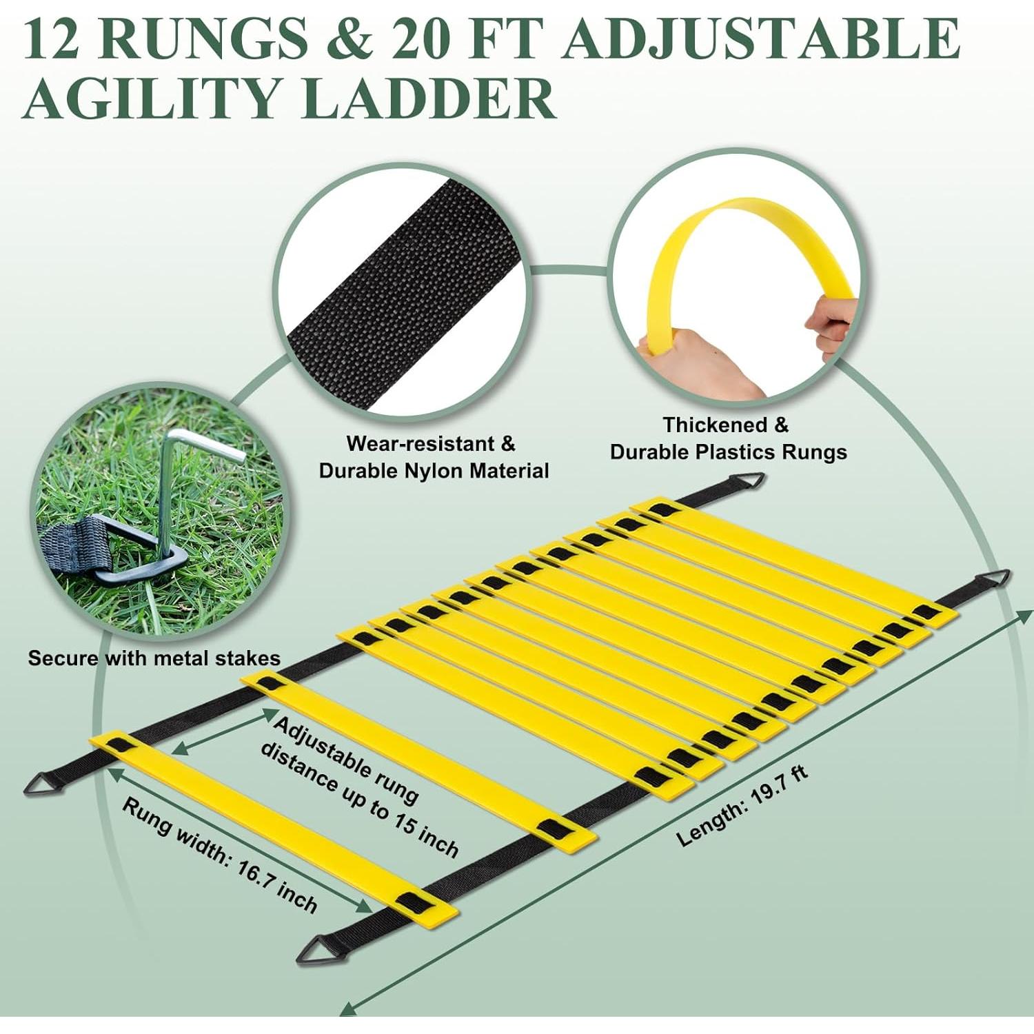 Juego de Entrenamiento de Fútbol MIVERYEA - Escalera de Agilidad 6.1m