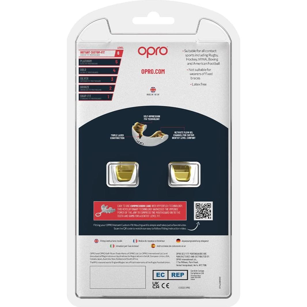 Protector Bucal Personalizado OPRO Juvenil Blanco/Dorado