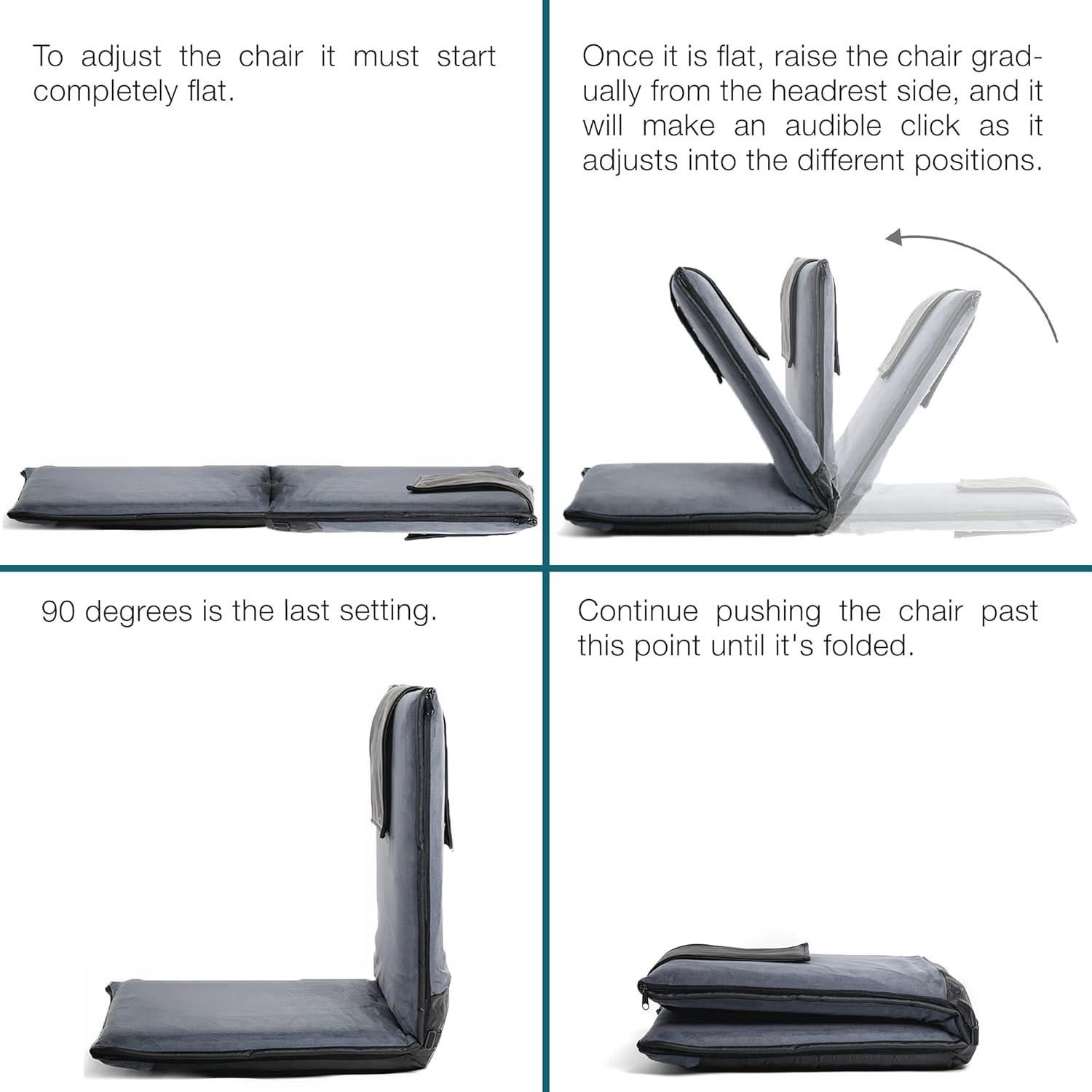 Silla de Suelo Malu Extra Grande Plegable con Cojín - 5 Posiciones