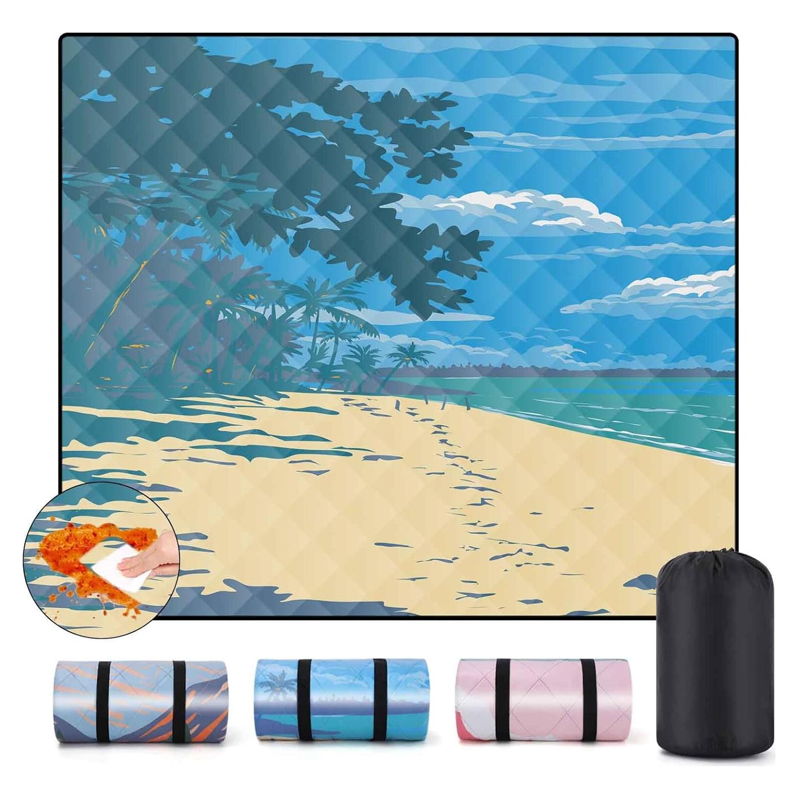 Manta de Picnic XL MemKiya 152x203 cm Impermeable Playa Azul