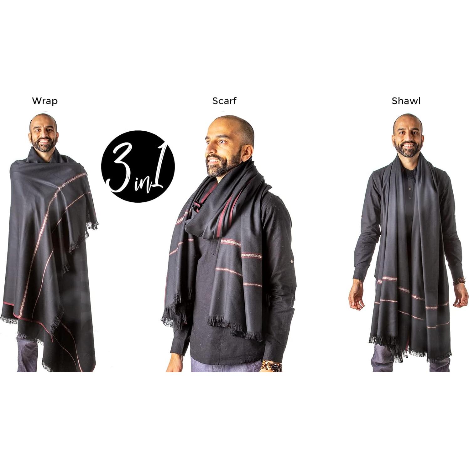 Chal de Meditación Unisex Om Shanti Crafts - Lana Vegana 243x122cm