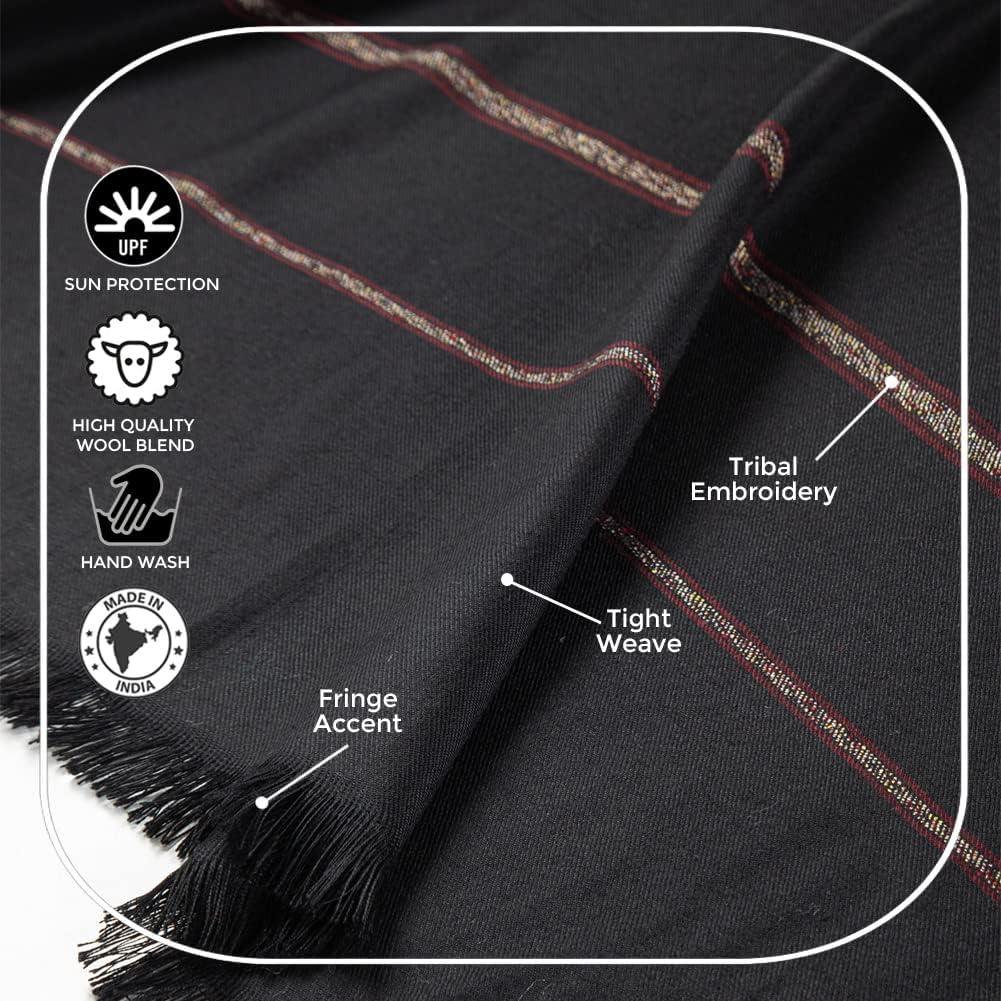 Chal de Meditación Unisex Om Shanti Crafts - Lana Vegana 243x122cm