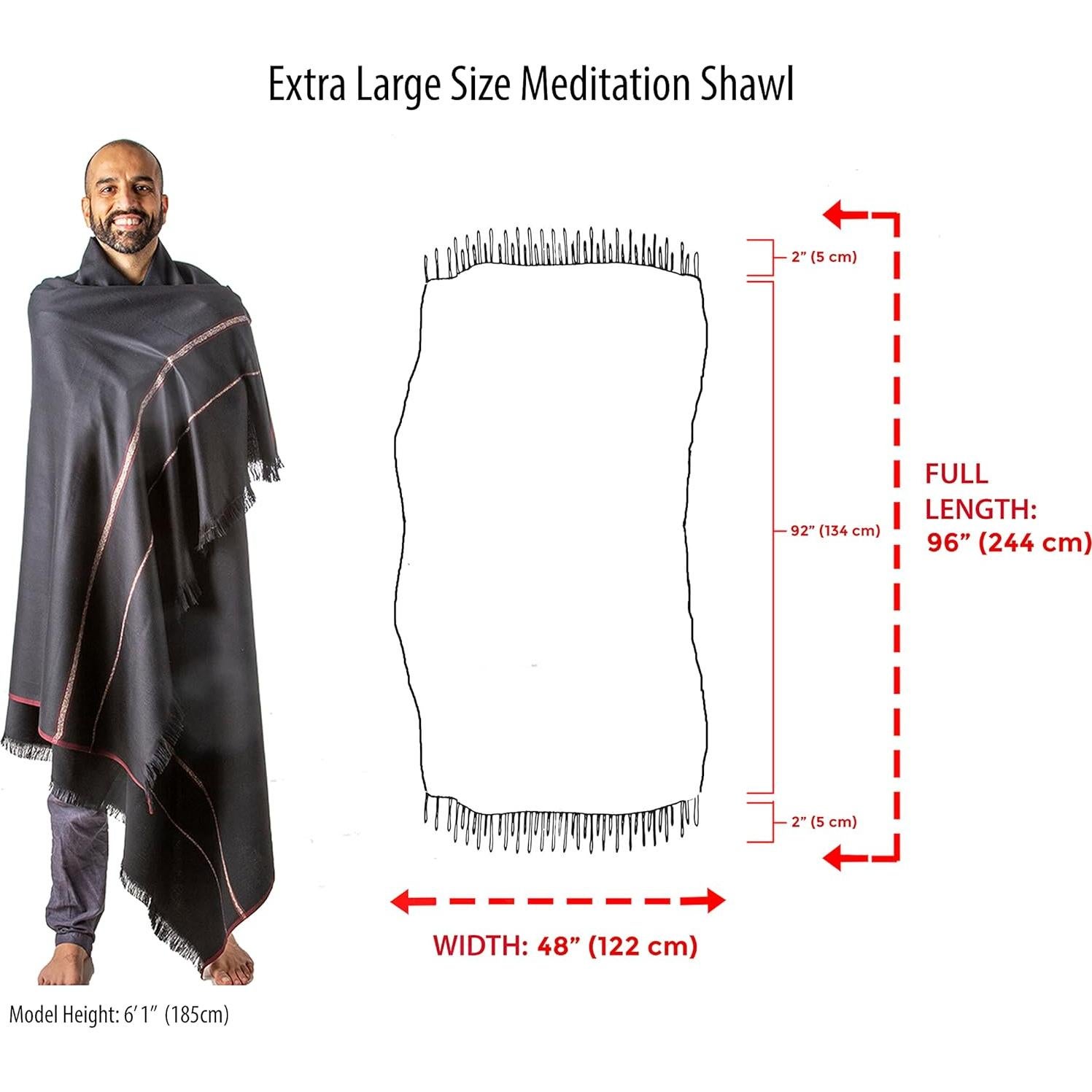 Chal de Meditación Unisex Om Shanti Crafts - Lana Vegana 243x122cm