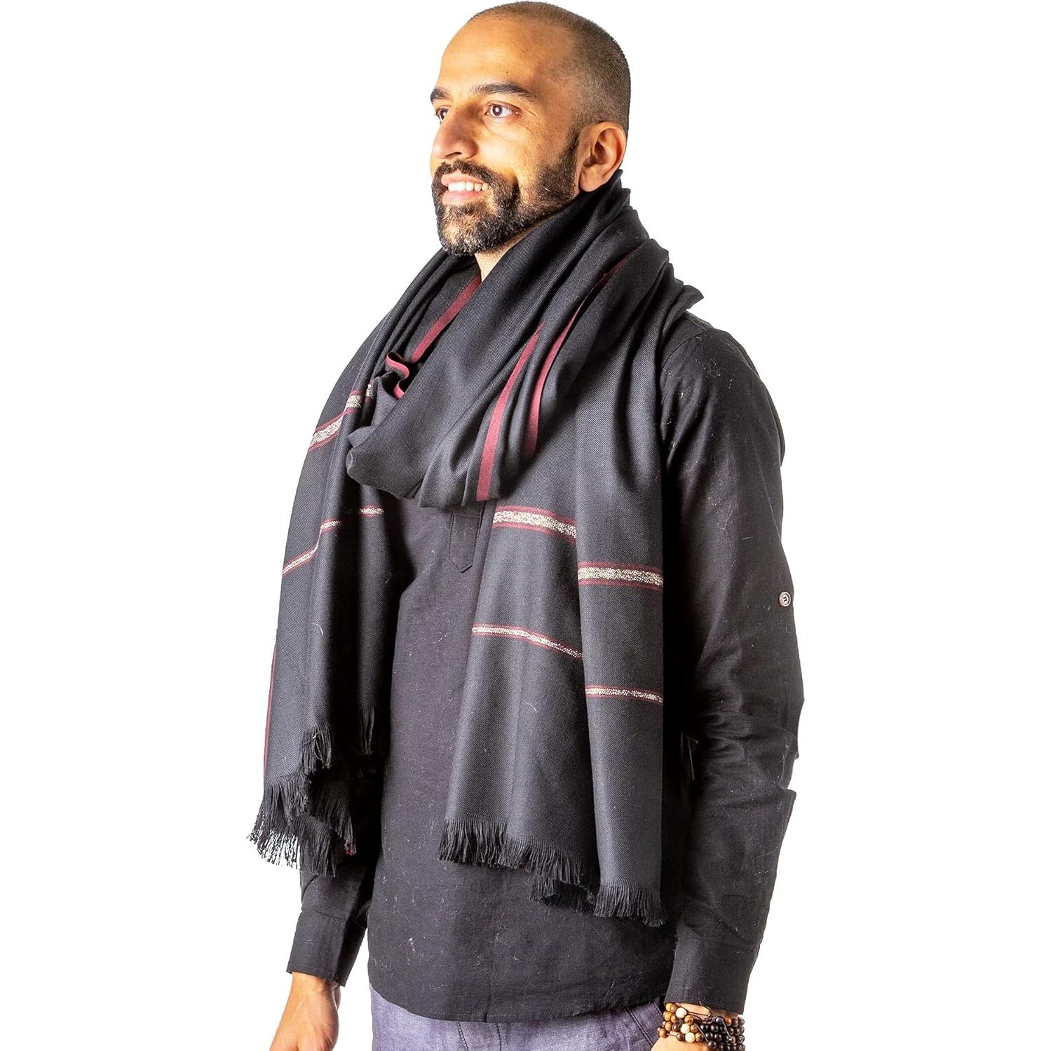 Chal de Meditación Unisex Om Shanti Crafts - Lana Vegana 243x122cm