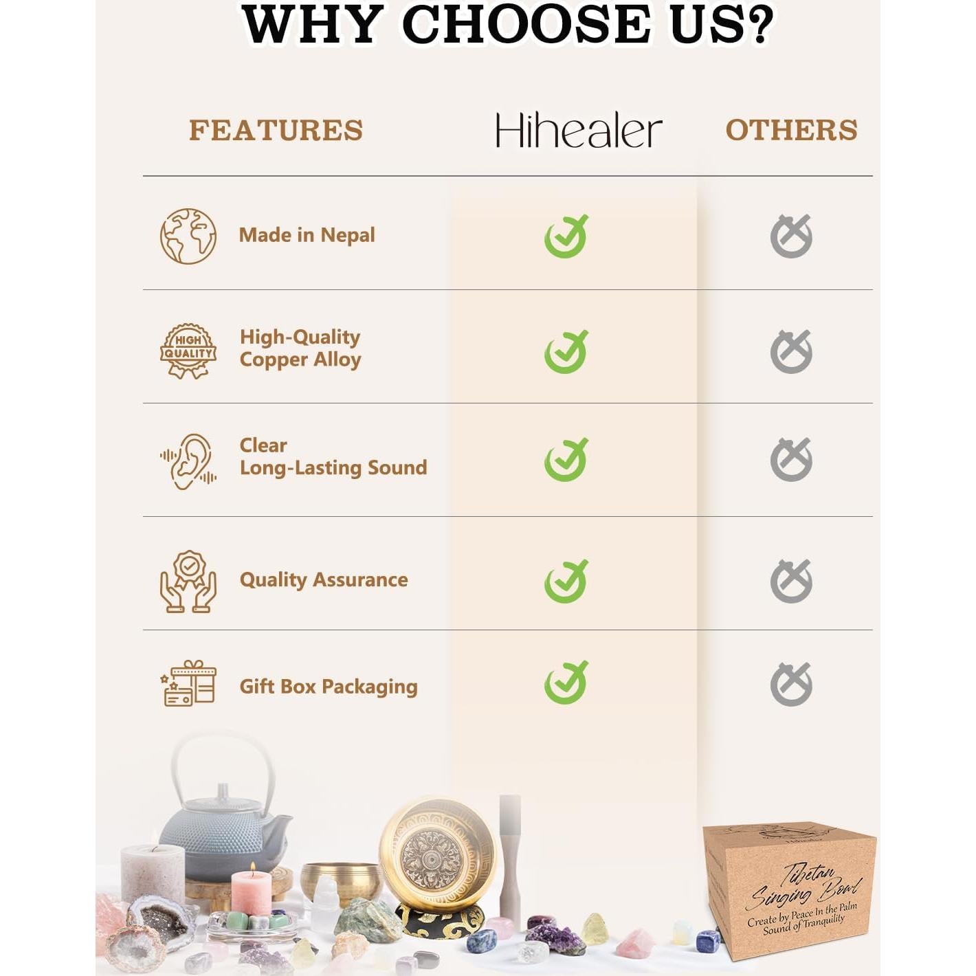 Cuenco Cantor Tibetano Hihealer 11.43 cm para Meditación