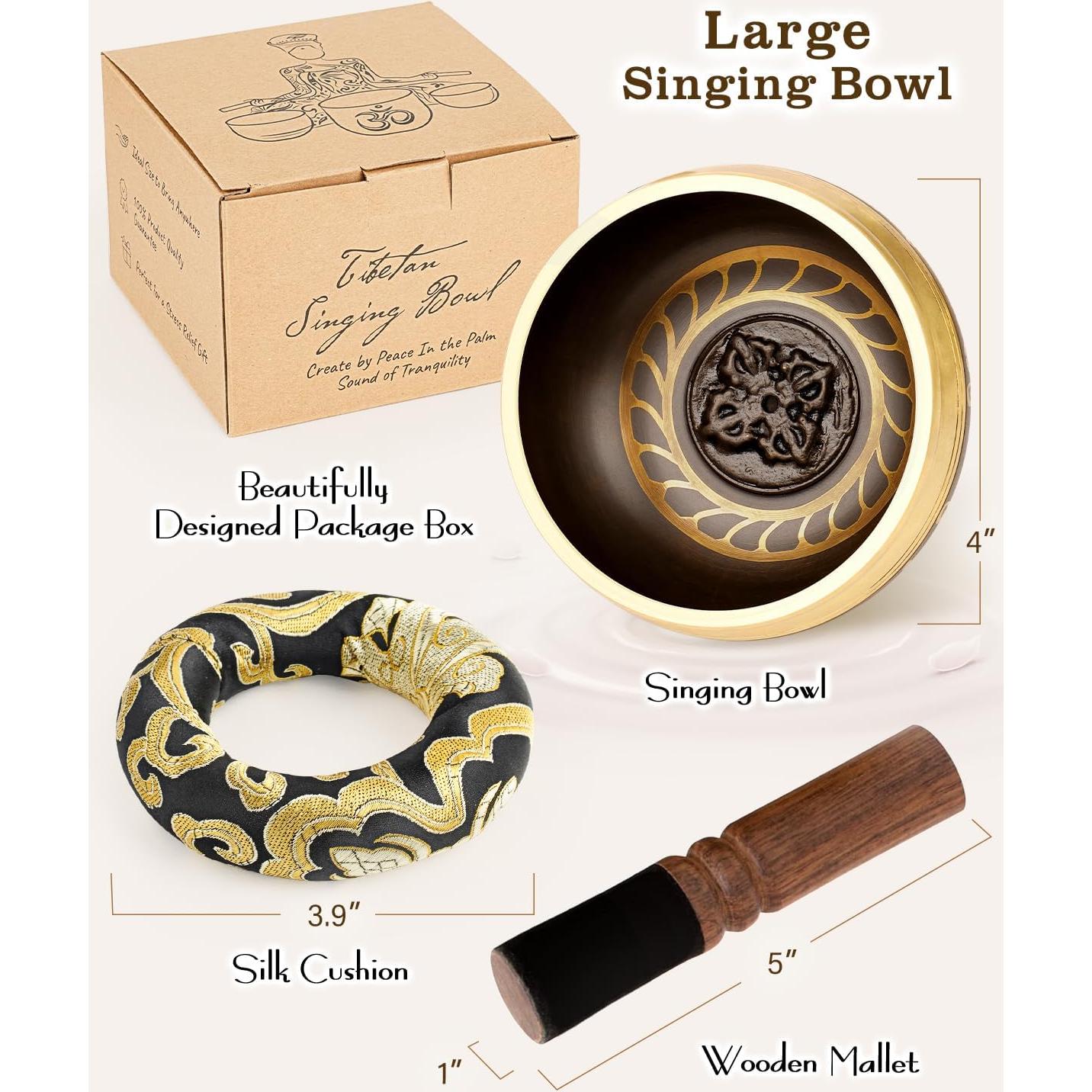 Cuenco Cantor Tibetano Hihealer 11.43 cm para Meditación