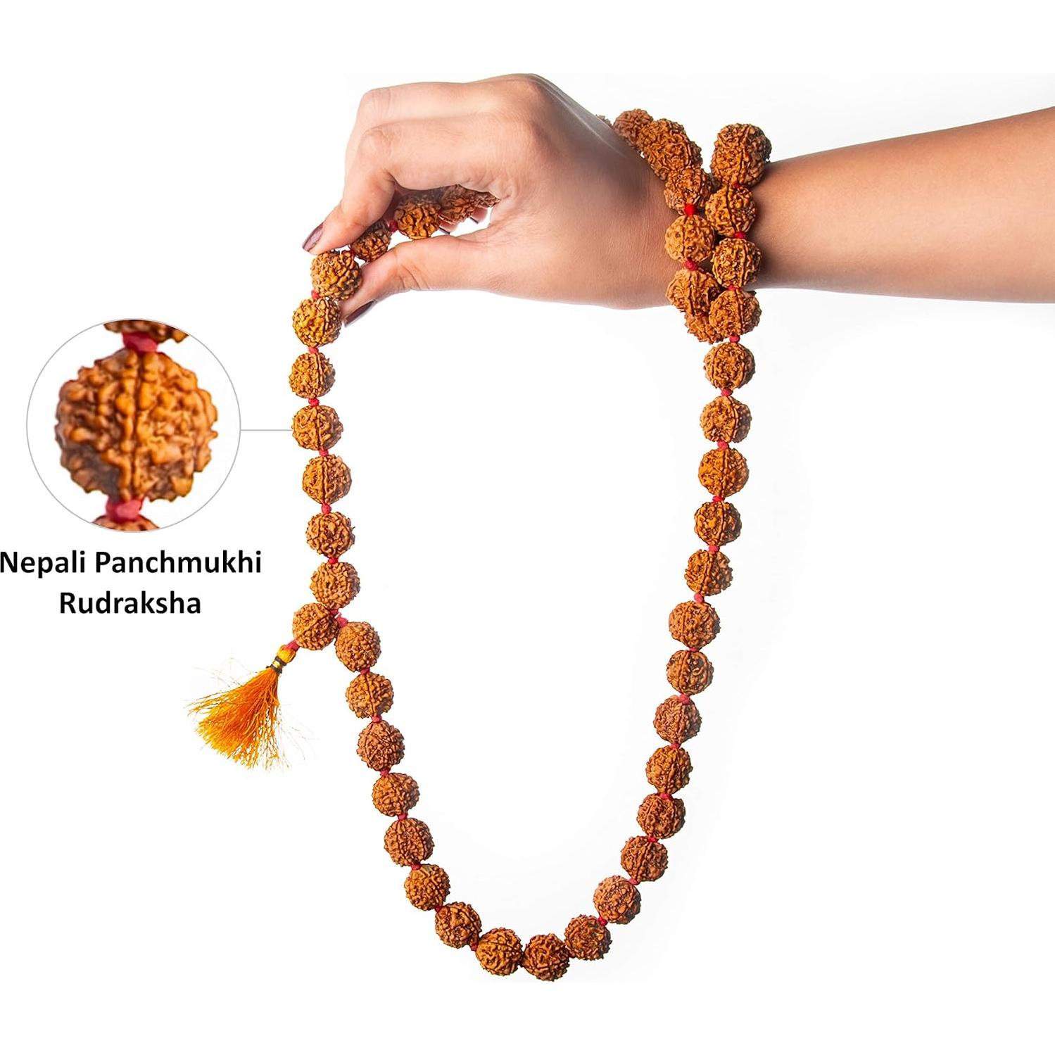 Mala de Rudraksha Wonder Care 5 Caras 12-15mm Japa Mala