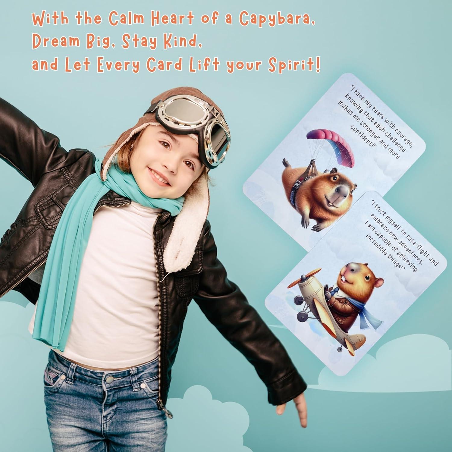 Baraja de Afirmaciones Positivas Inspirefy - 50 Tarjetas con Capibaras