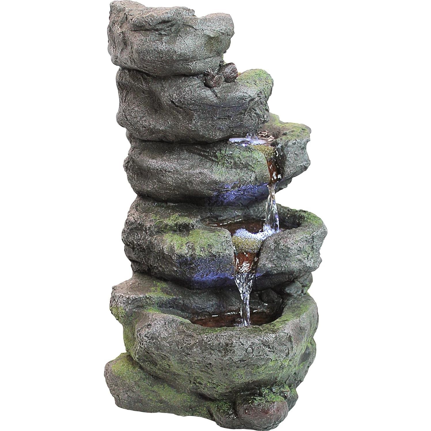 Fuente de Jardín Iluminada Design Toscano Breakneck Falls 27.94x22.86x44.45 cm