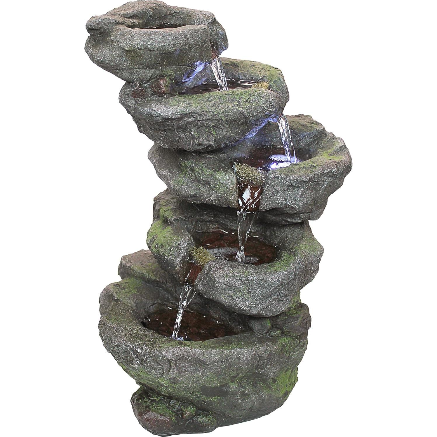 Fuente de Jardín Iluminada Design Toscano Breakneck Falls 27.94x22.86x44.45 cm