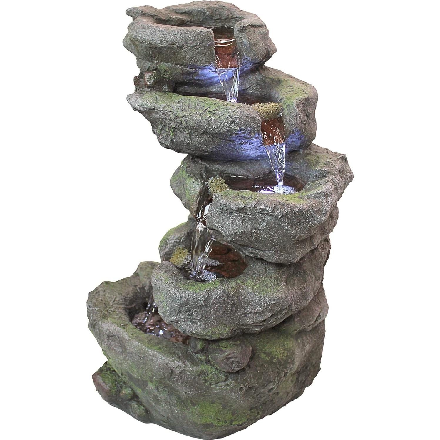 Fuente de Jardín Iluminada Design Toscano Breakneck Falls 27.94x22.86x44.45 cm