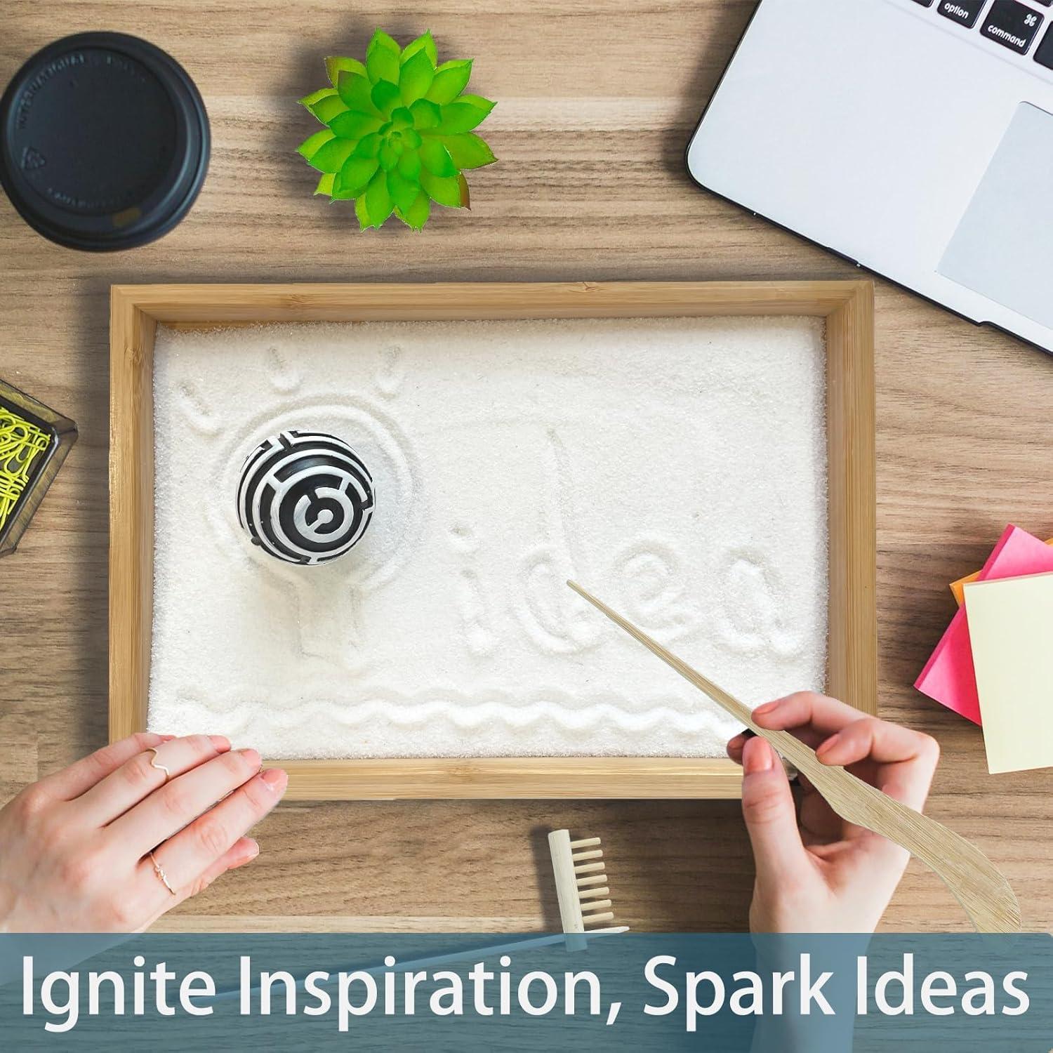 Kit Jardín Zen Mini Threeheng con Bandeja de Bambú y Accesorios