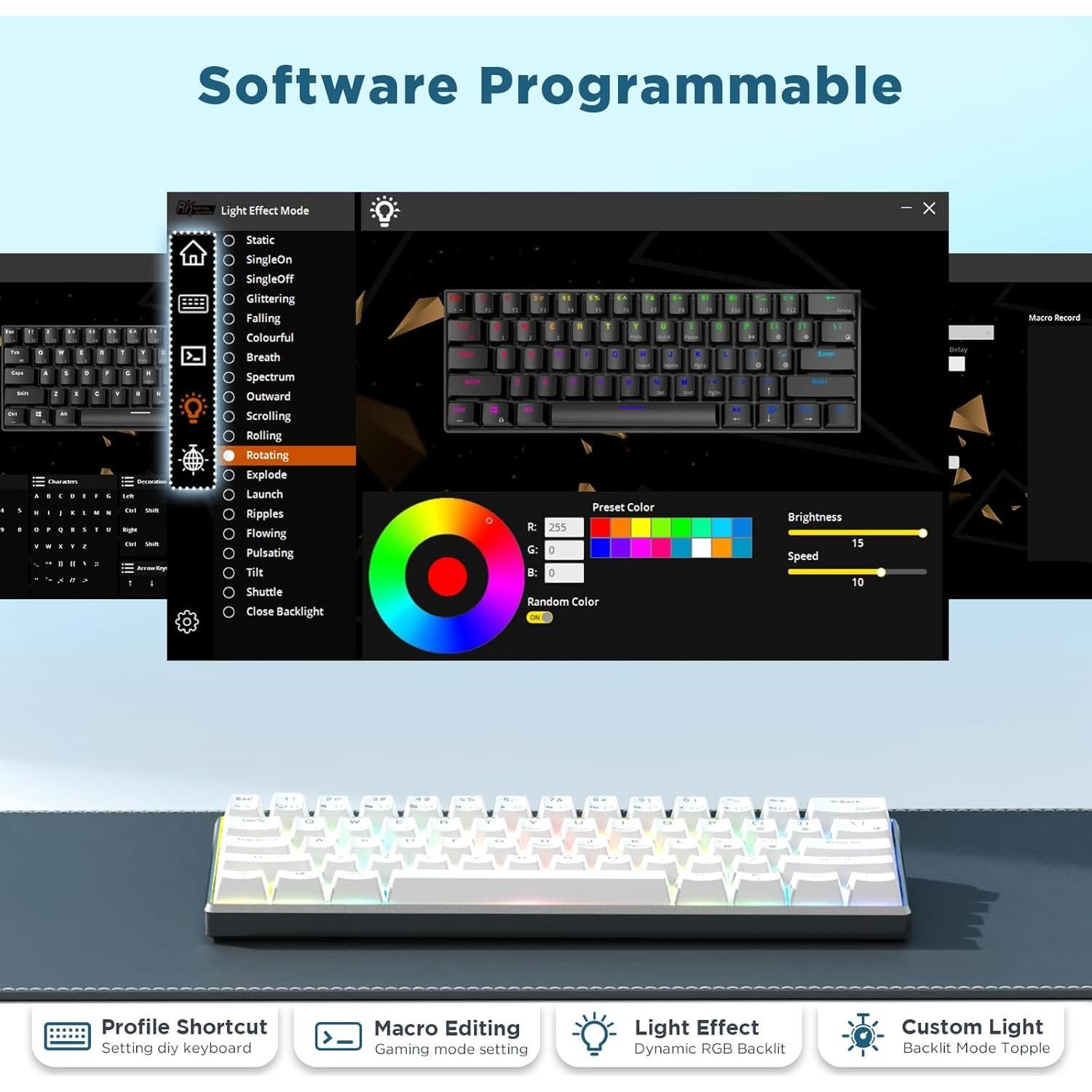 Teclado Mecánico RK ROYAL KLUDGE RK61 Pro RGB 61 Teclas