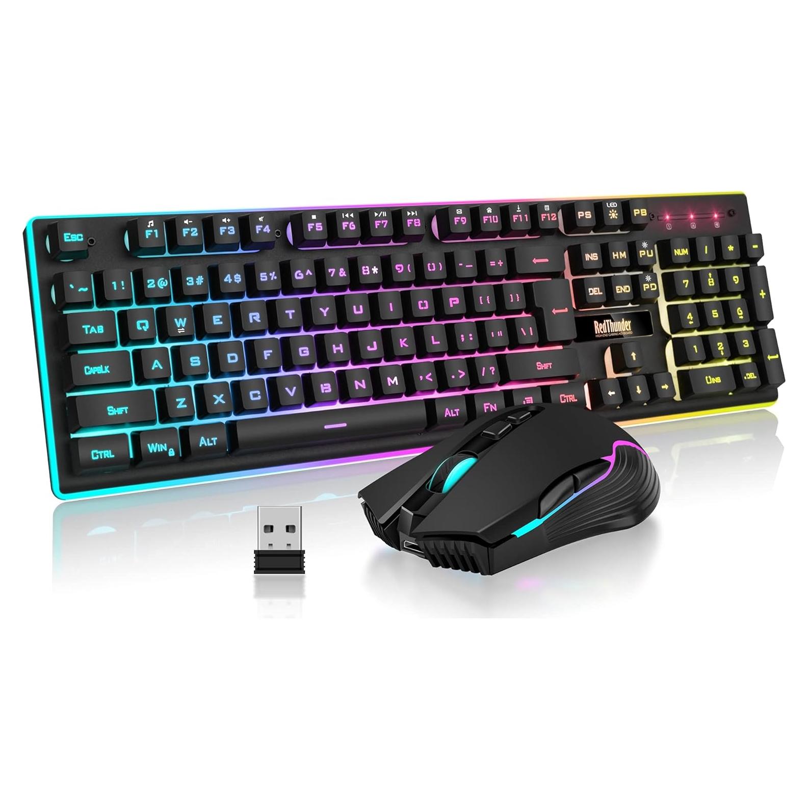 Combo Teclado y Ratón Inalámbrico RedThunder K10 LED