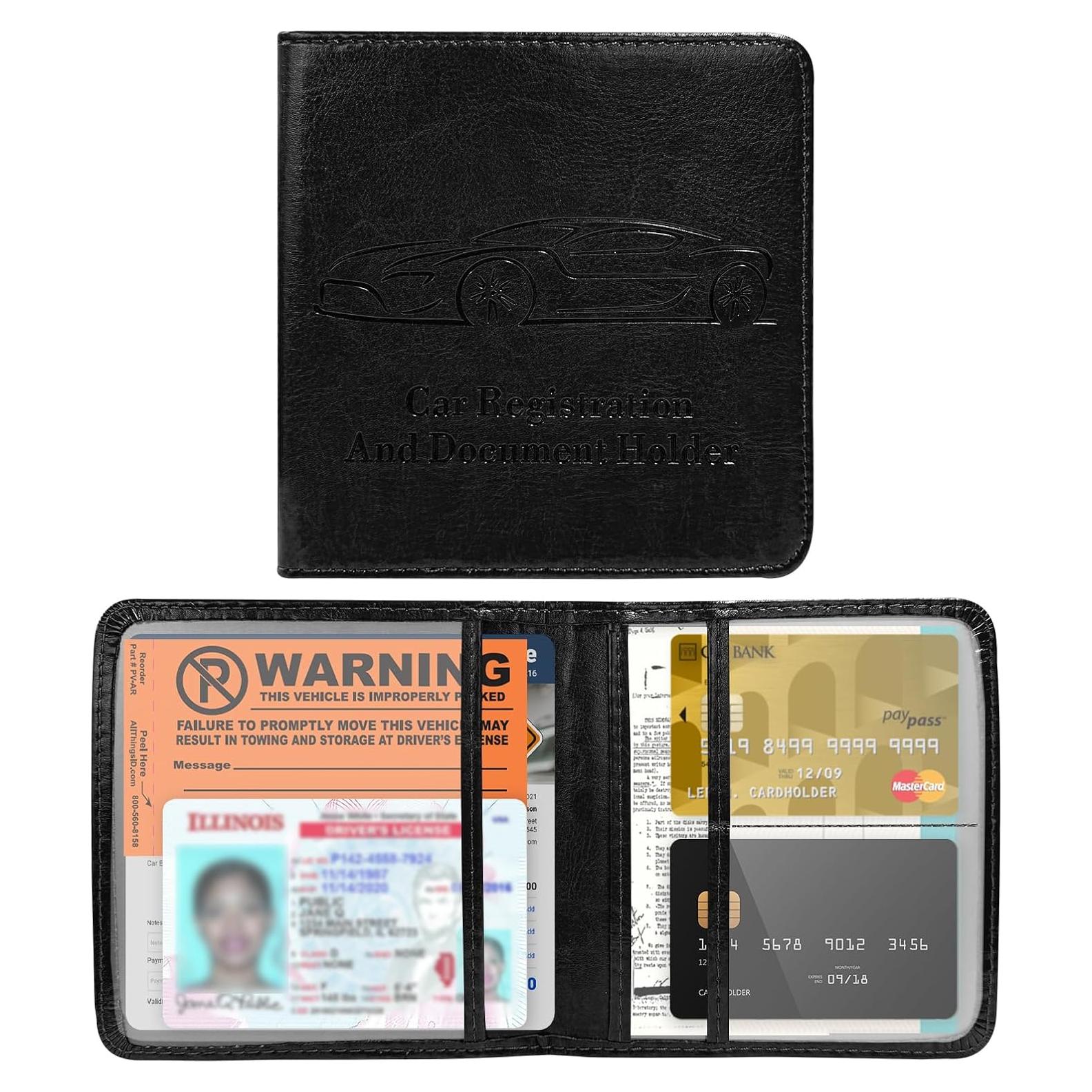 Portafolio de Seguro de Registro de Auto Ohleats Negro Pequeño