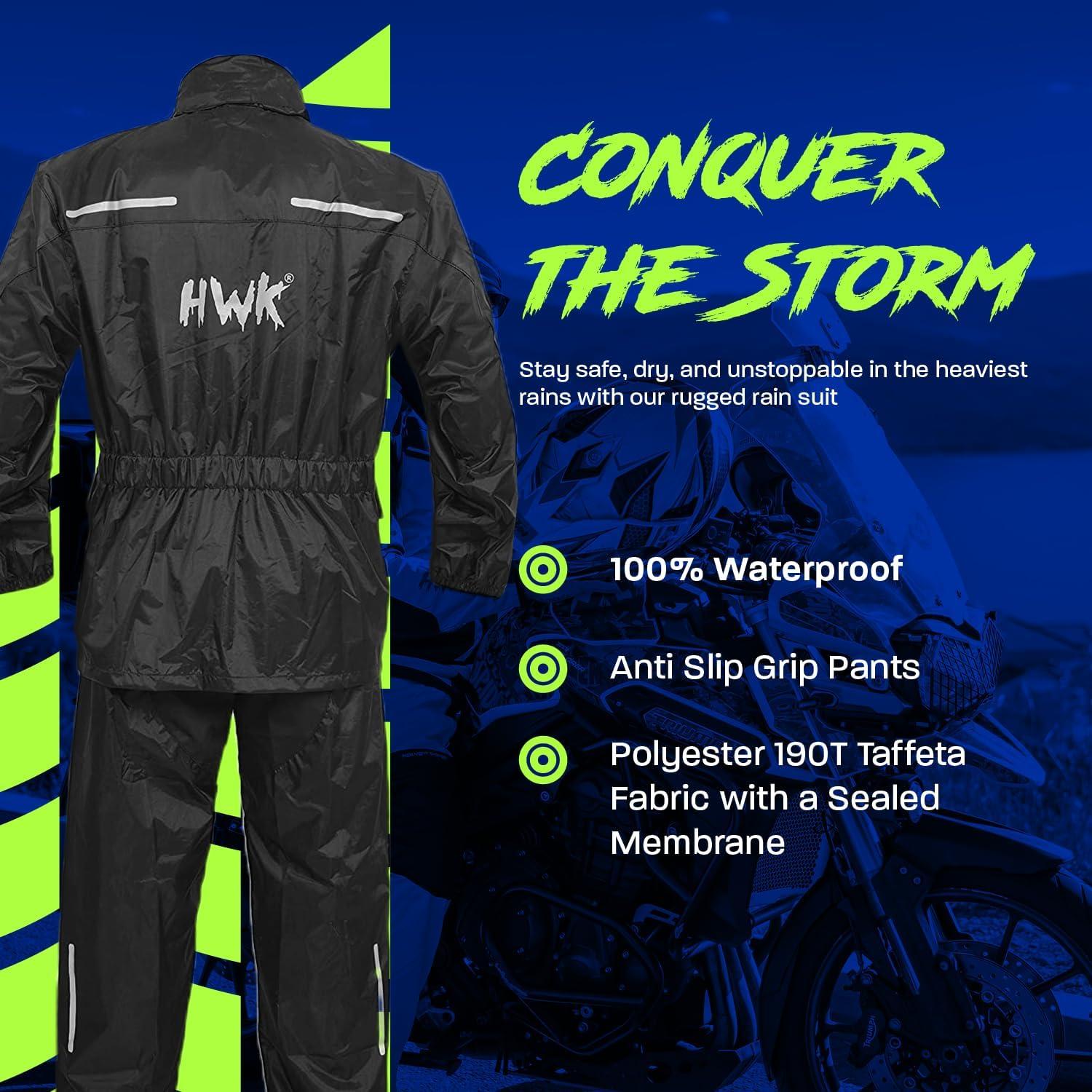 Traje de Lluvia Impermeable HWK para Motocicleta Negro Pequeño