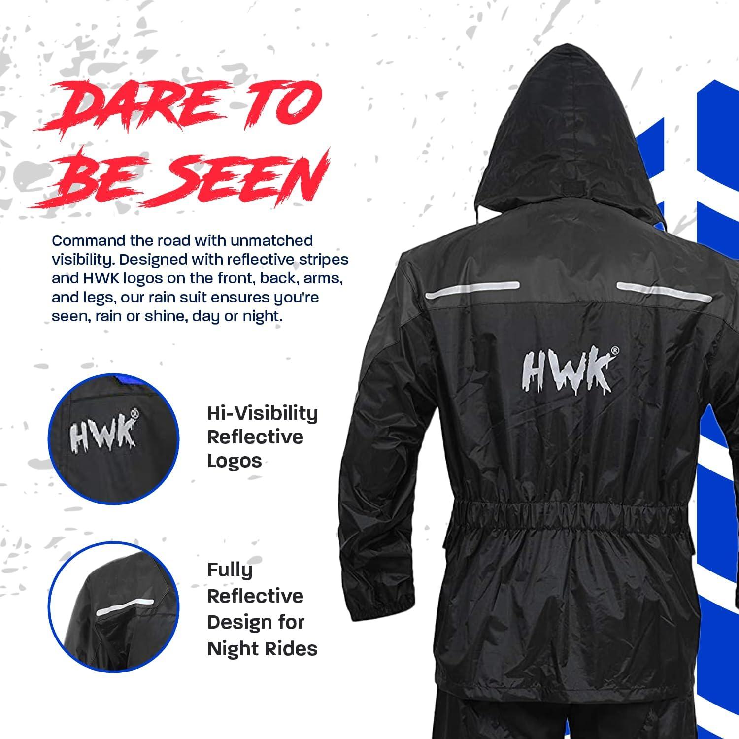 Traje de Lluvia Impermeable HWK para Motocicleta Negro Pequeño