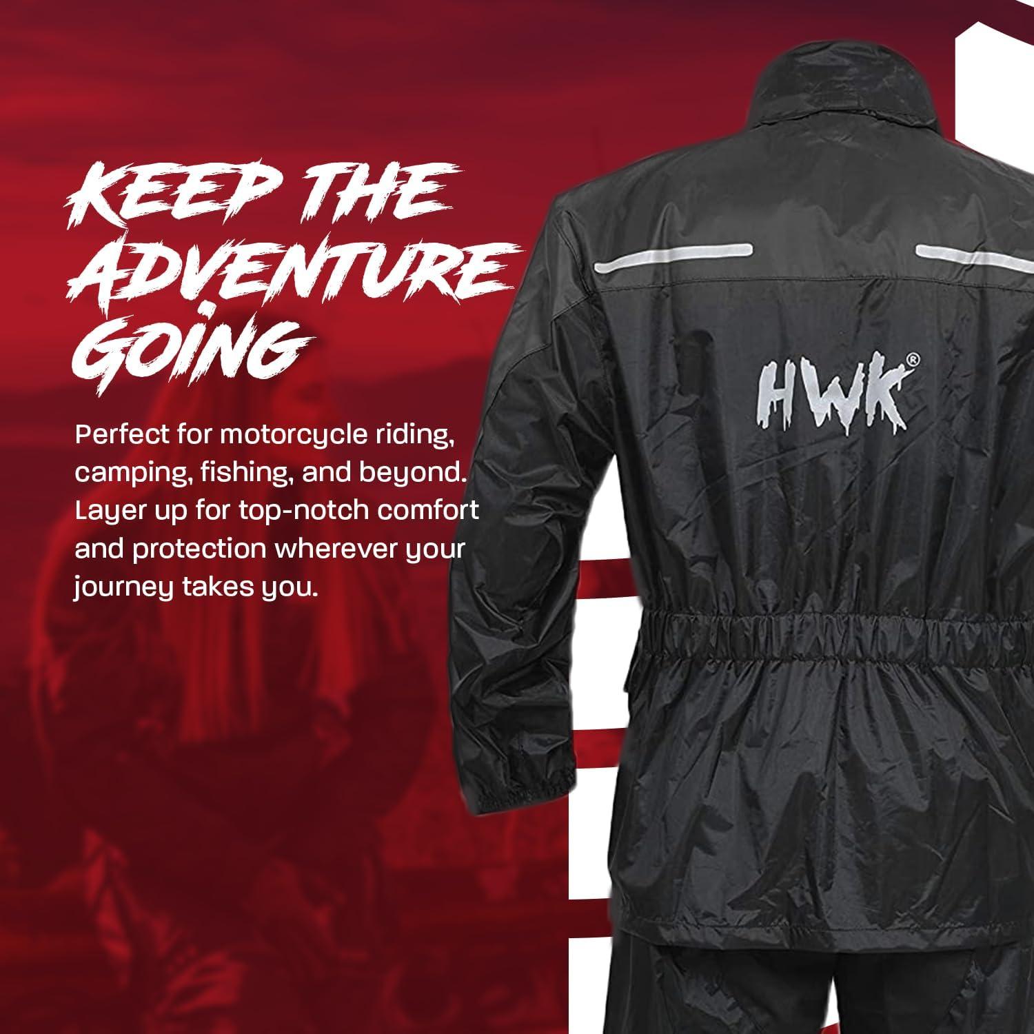 Traje de Lluvia Impermeable HWK para Motocicleta Negro Pequeño