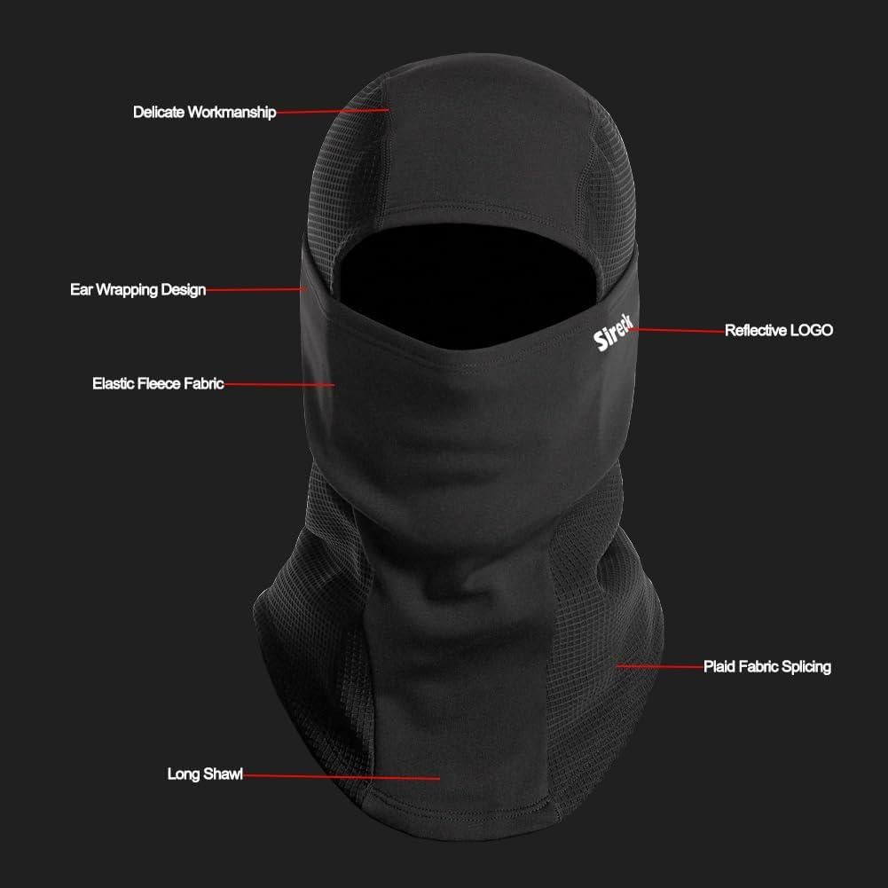 Pasamontañas Térmico Fleece Negro para Esquí y Actividades al Aire Libre