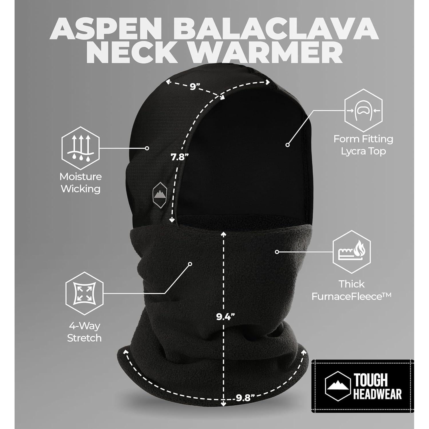 Calentador de Cuello Balaclava Tough - Forro Polar Negro