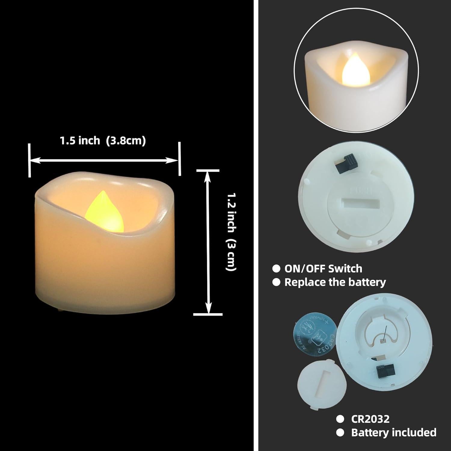 iZAN 12 Velas LED Sin Llama con Batería, Color Blanco Crema