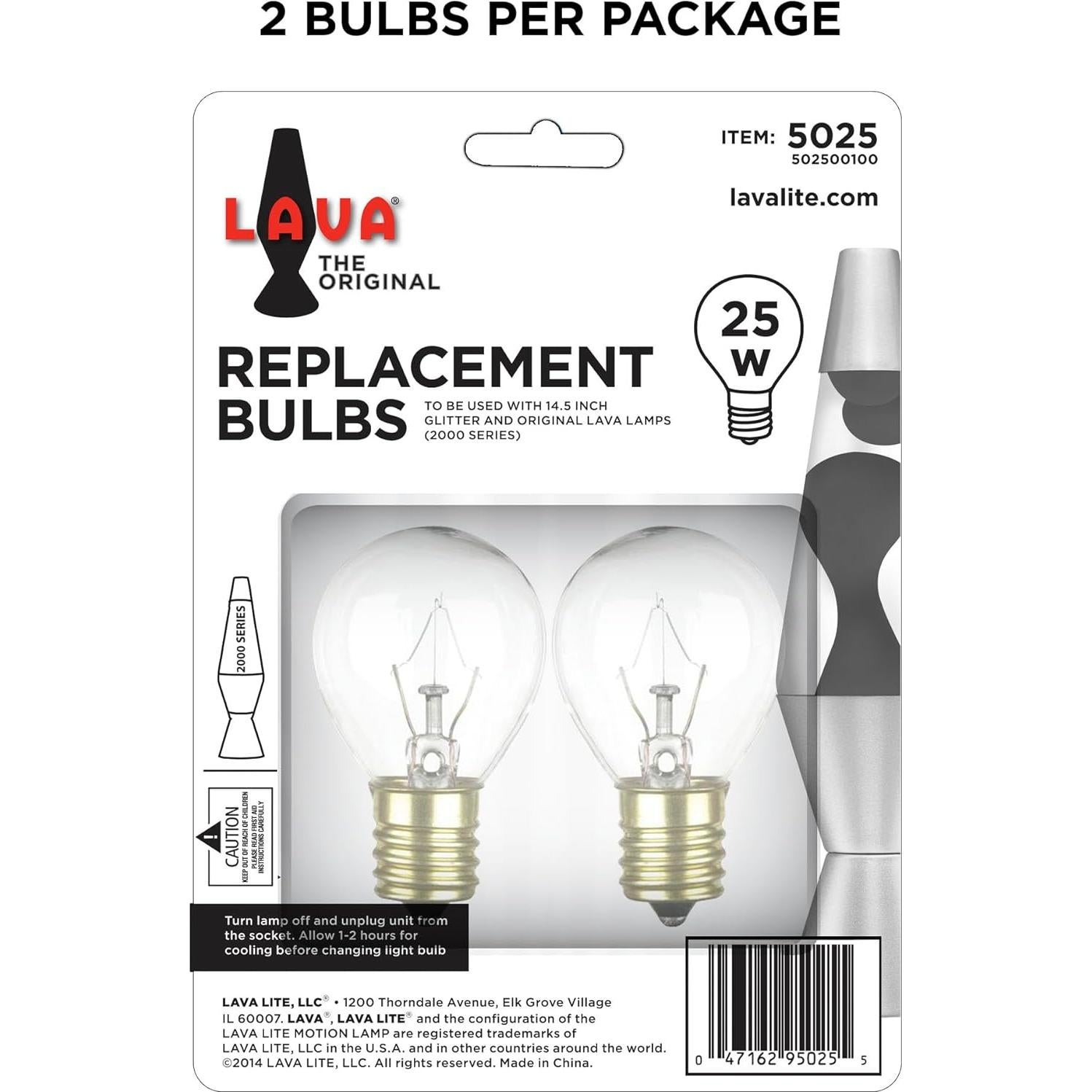 Bombillas de Reemplazo Lava 5025-6 Incandescentes 25W 2-Pack