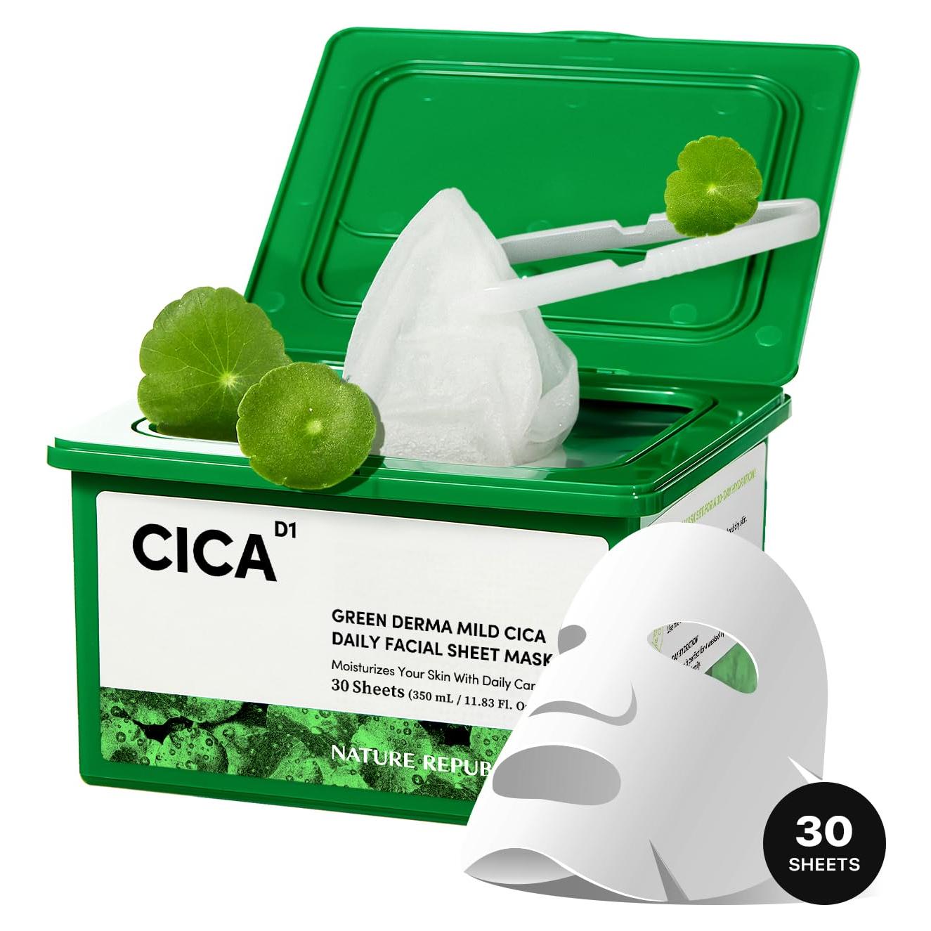 Nature Republic Máscara Facial Cica Diaria 30 Hojas Veganas