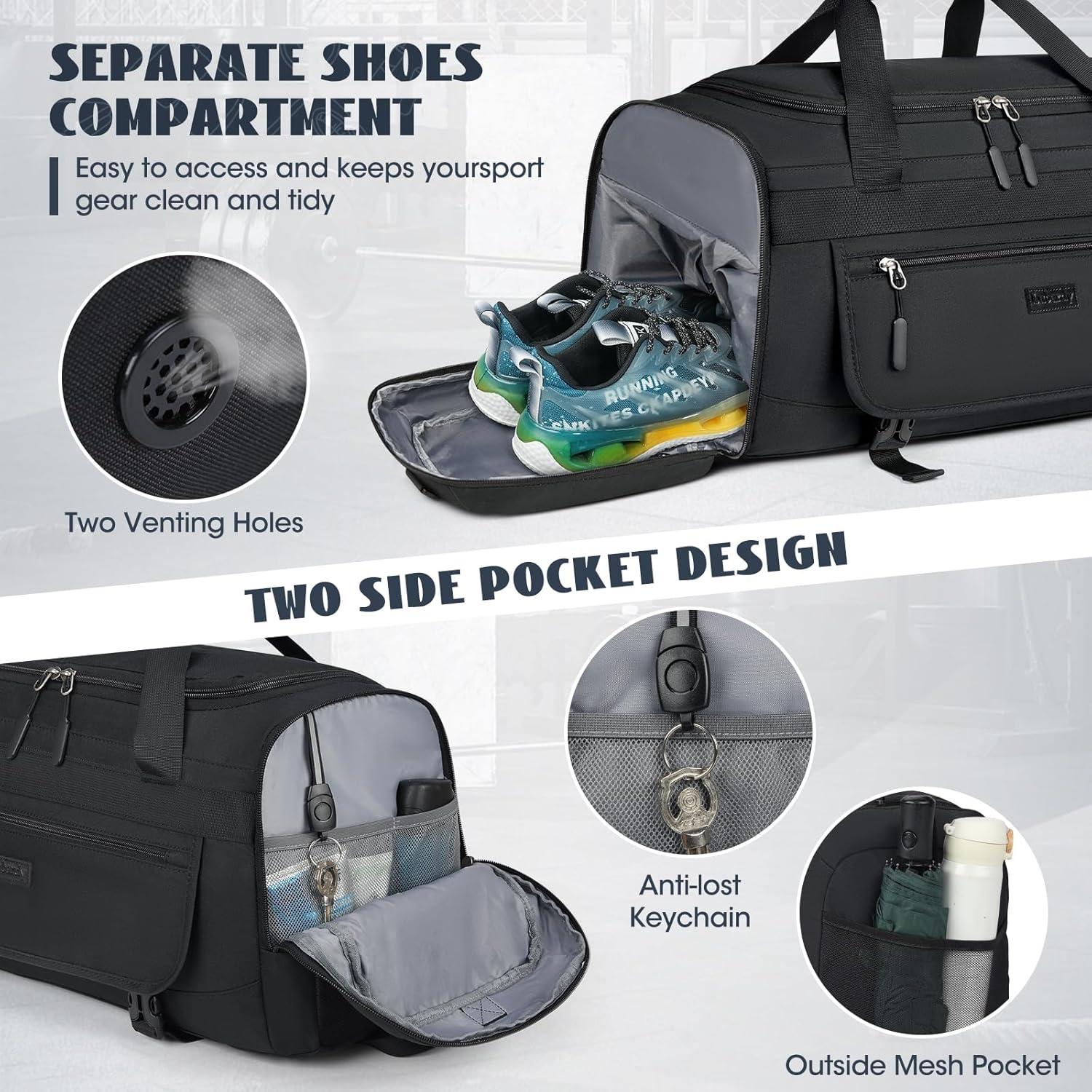 Bolsa de Gimnasio IGOLUMON 40L Impermeable con Compartimento para Zapatos