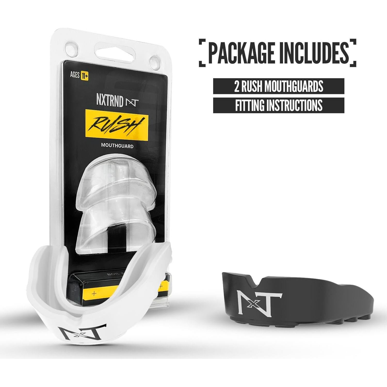 Protector Bucal Nxtrnd Rush para Boxeo - Paquete de 2 (Negro/Blanco)