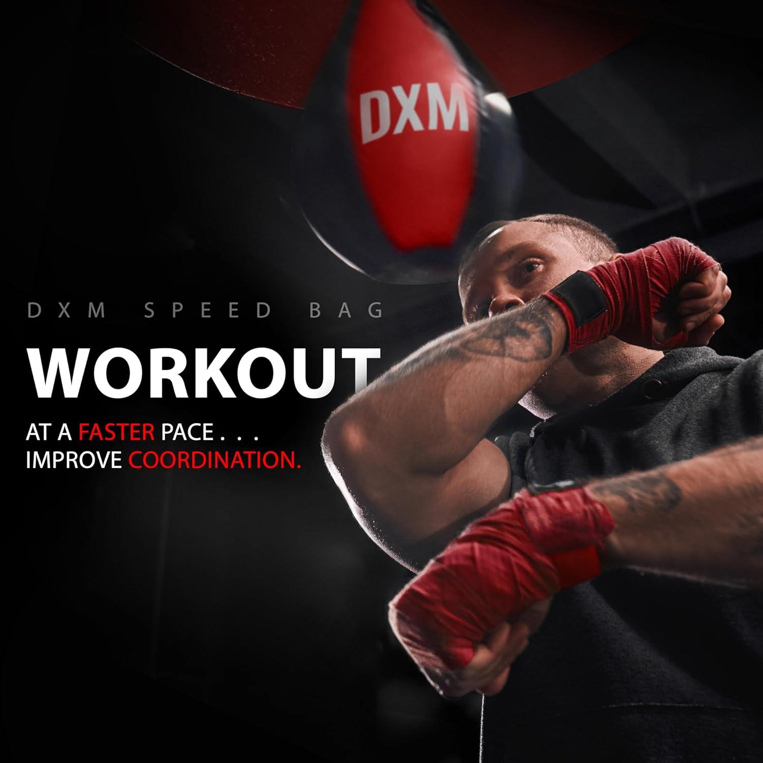 Bolsa de Velocidad de Boxeo DXM SPORTS 29.21 cm Cuero Negro/Rojo